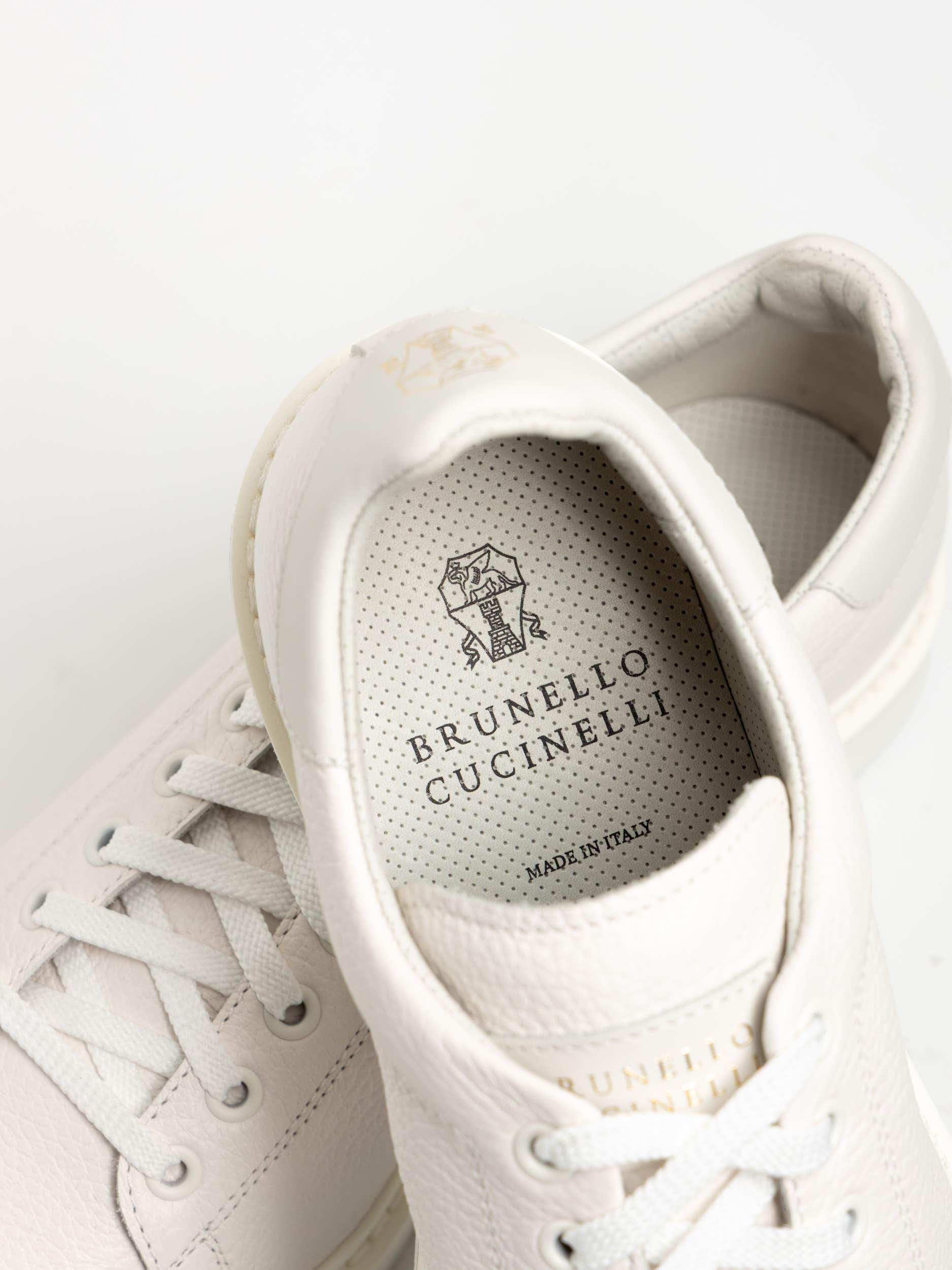 White Grained Calfskin Sneakers