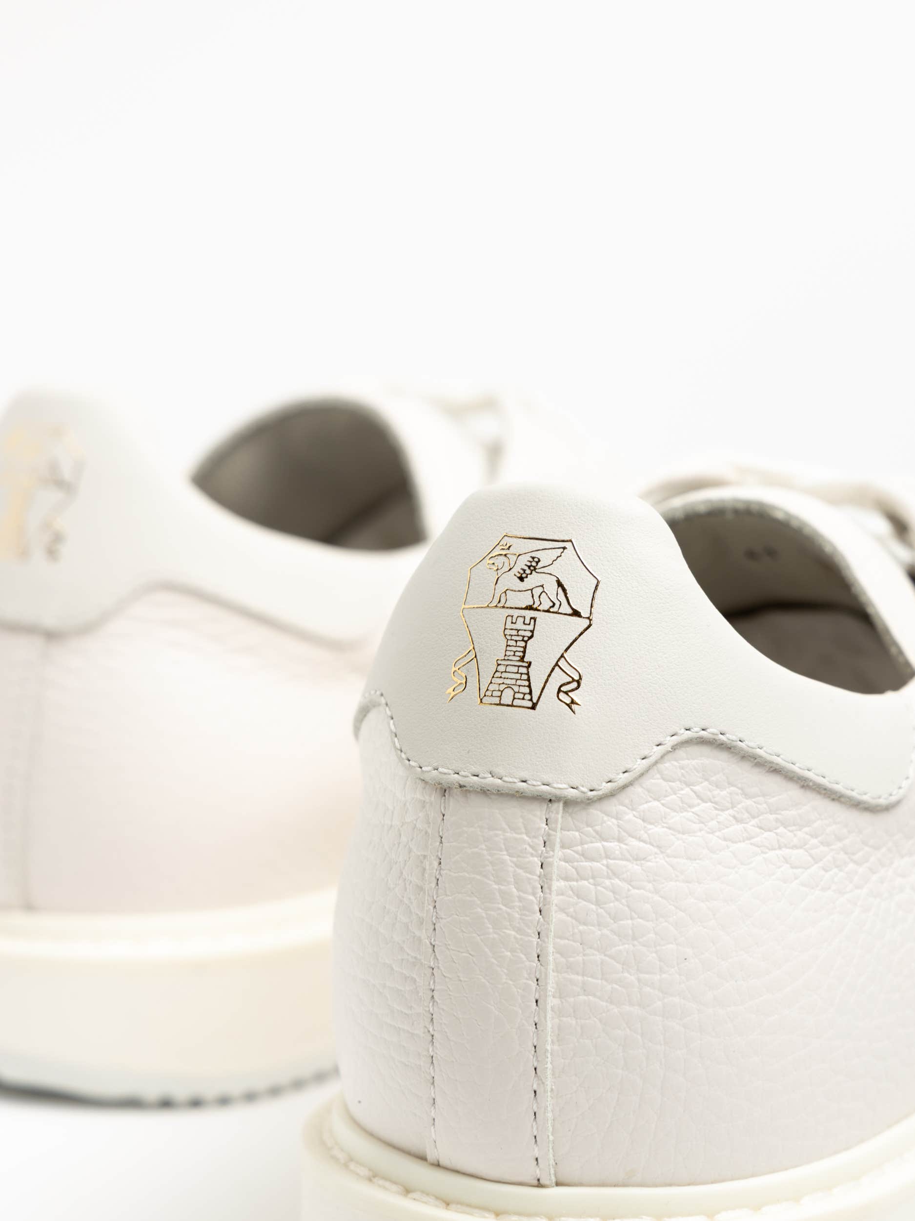 White Grained Calfskin Sneakers