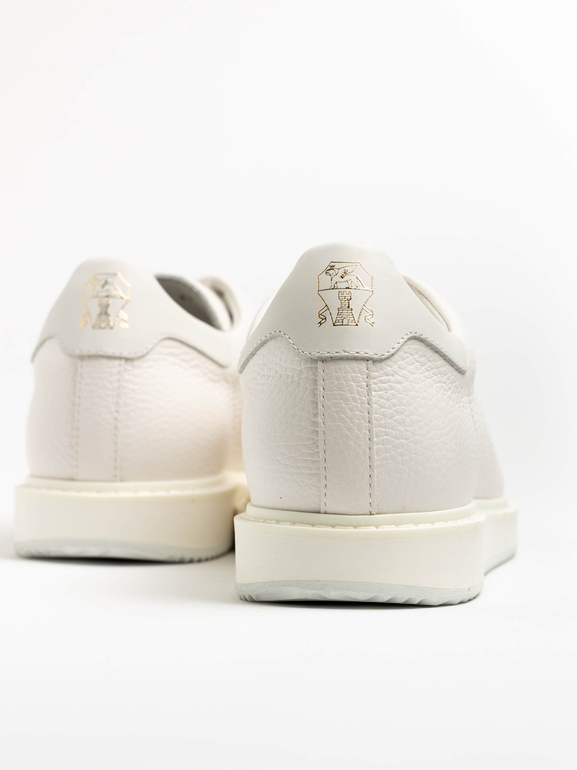 White Grained Calfskin Sneakers