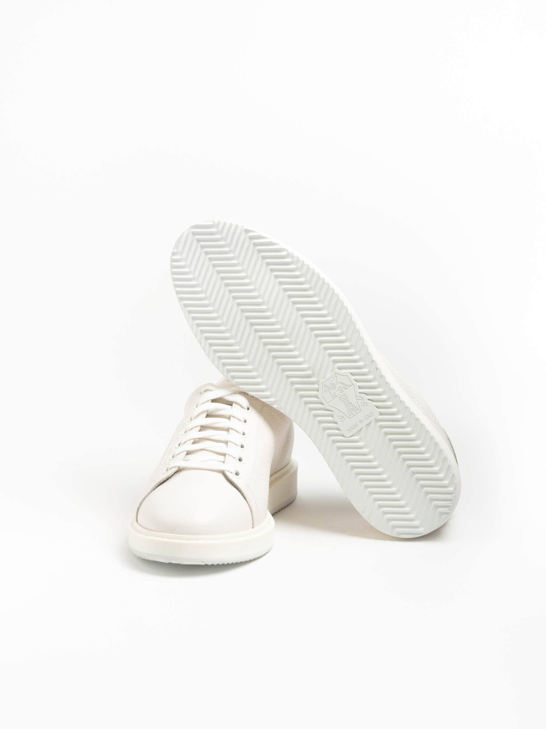 White Grained Calfskin Sneakers
