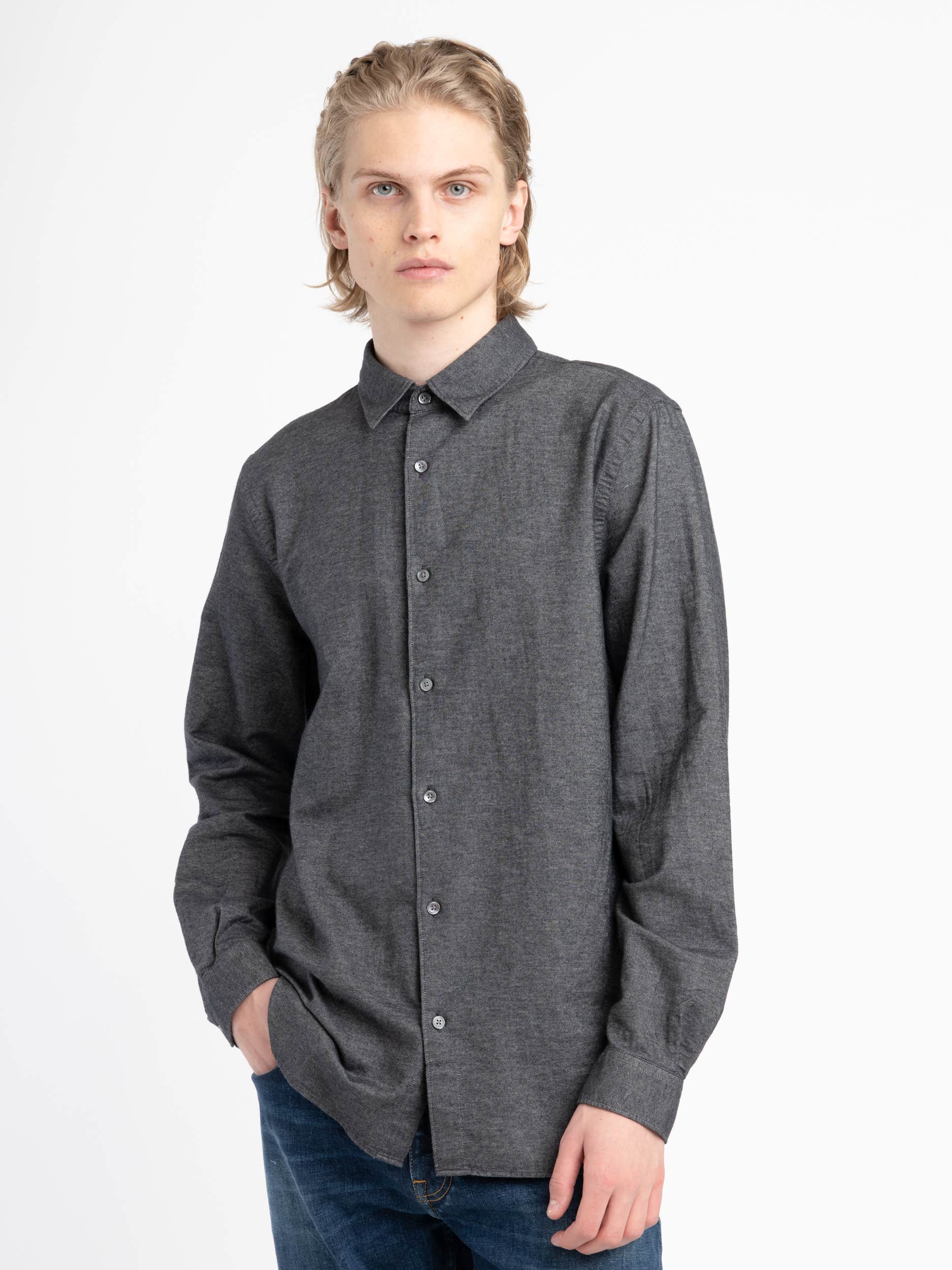 Dark Grey Basic Dress Shirt