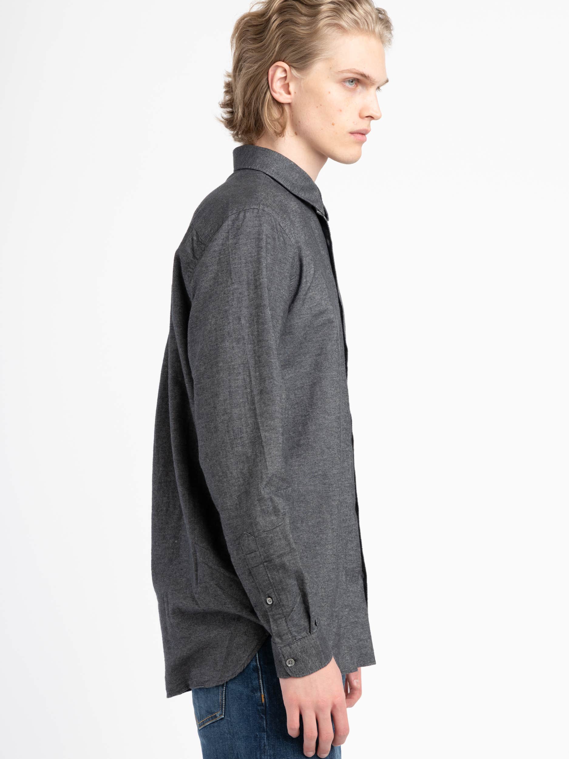 Dark Grey Basic Dress Shirt