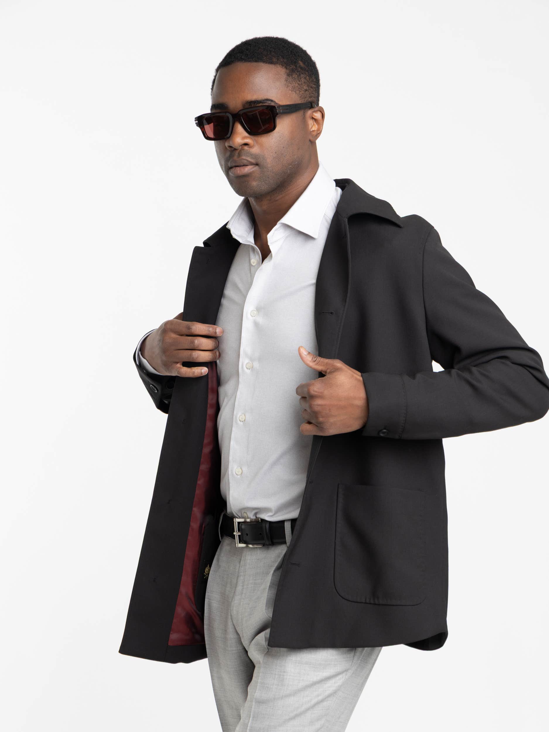 Black Wool Tailored Overshirt