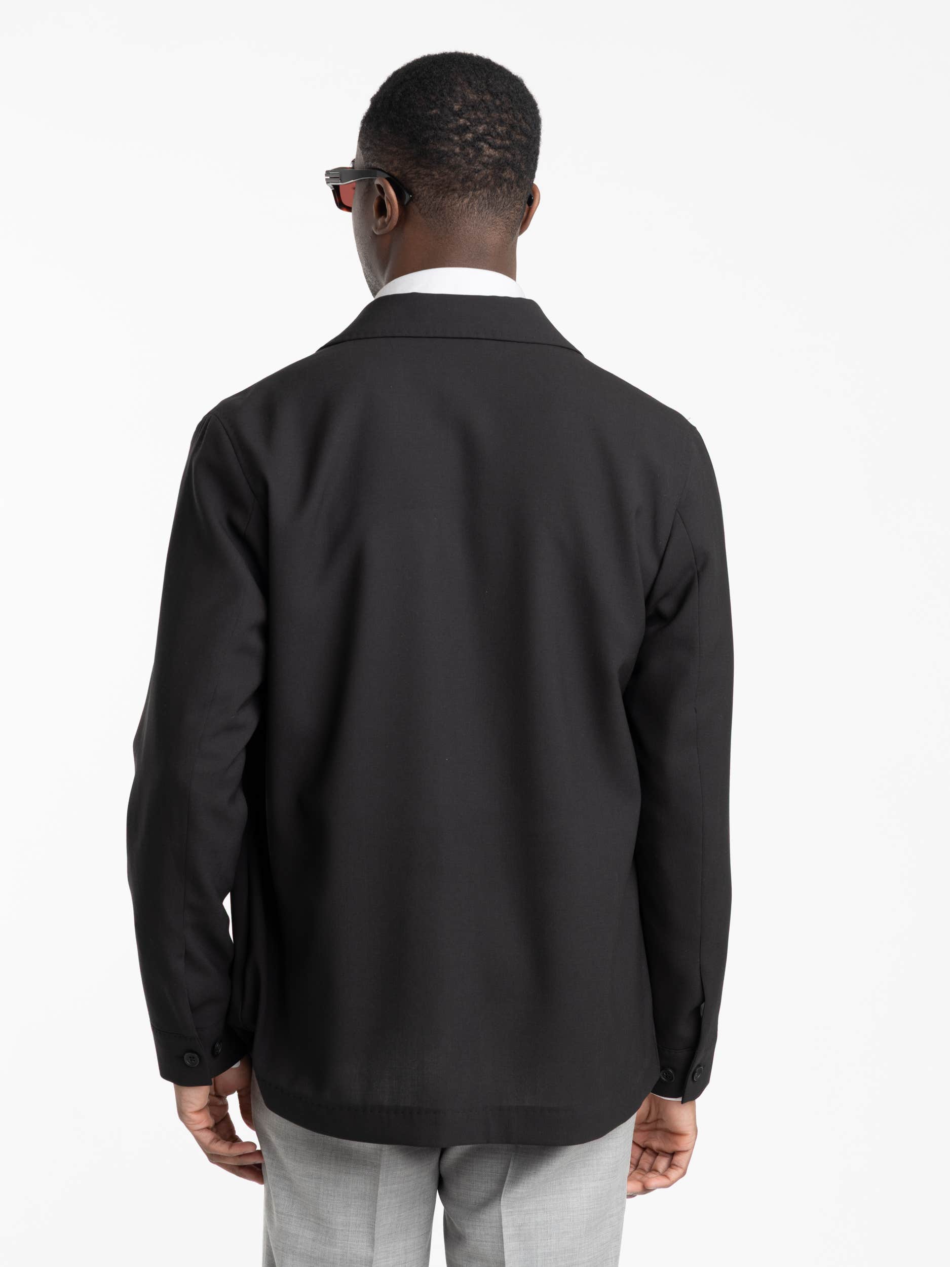 Black Wool Tailored Overshirt