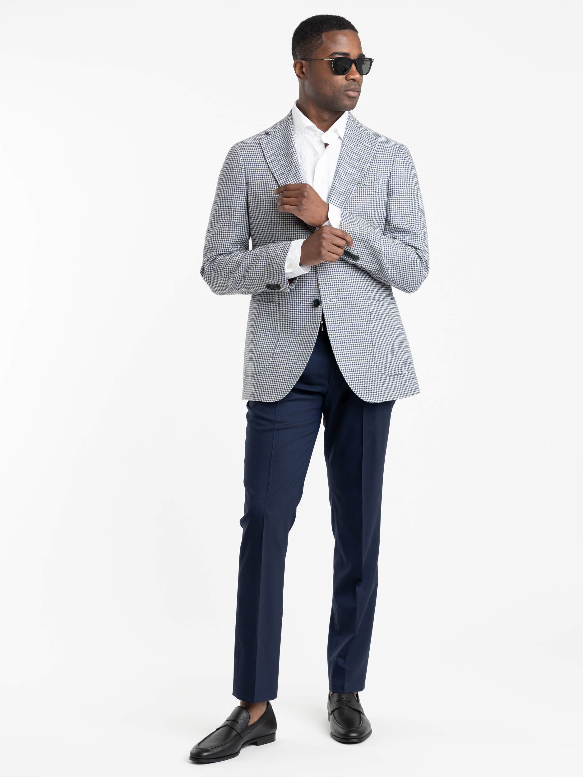 Blue and White Houndstooth Sport Jacket