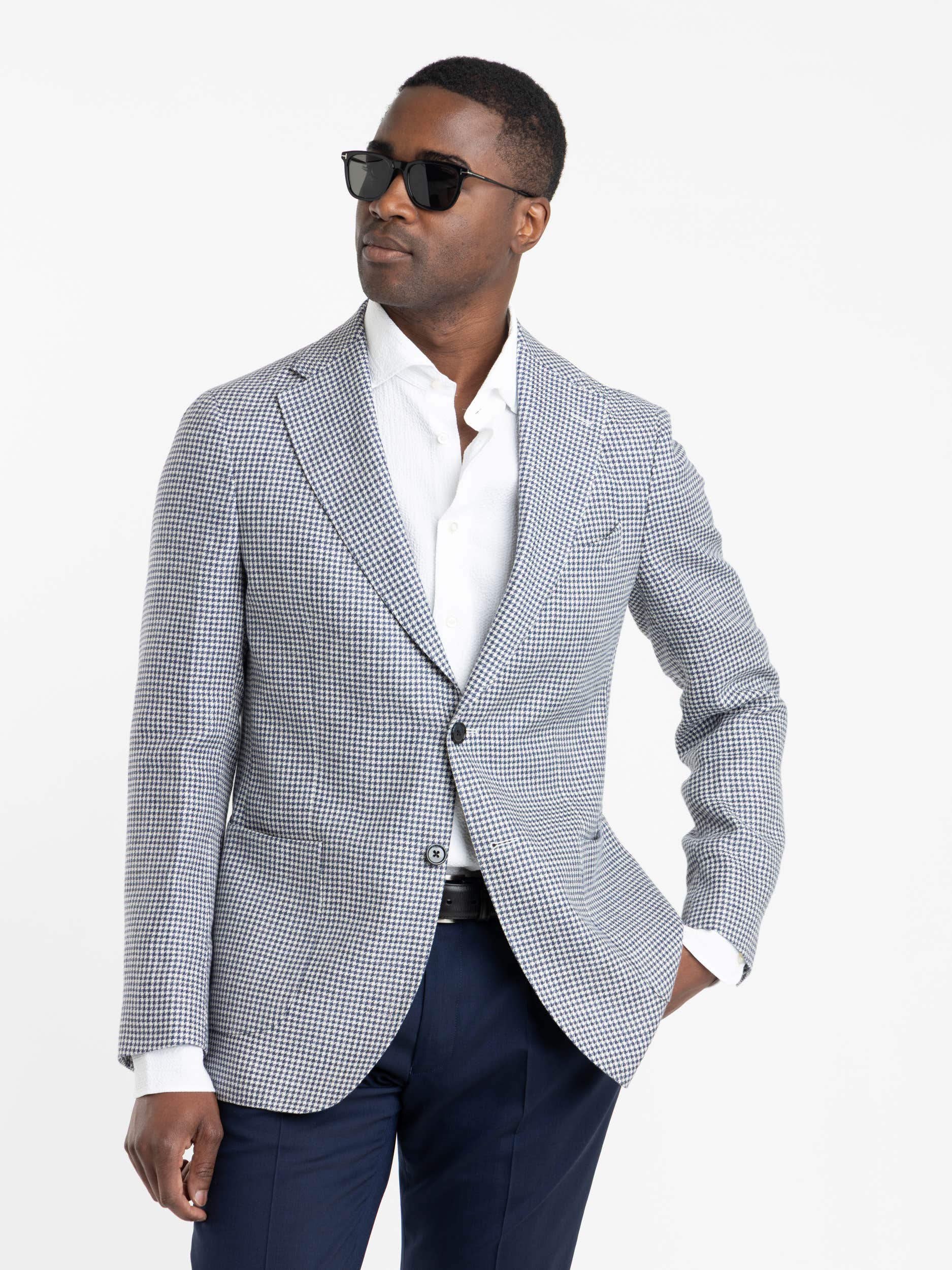 Blue and White Houndstooth Sport Jacket