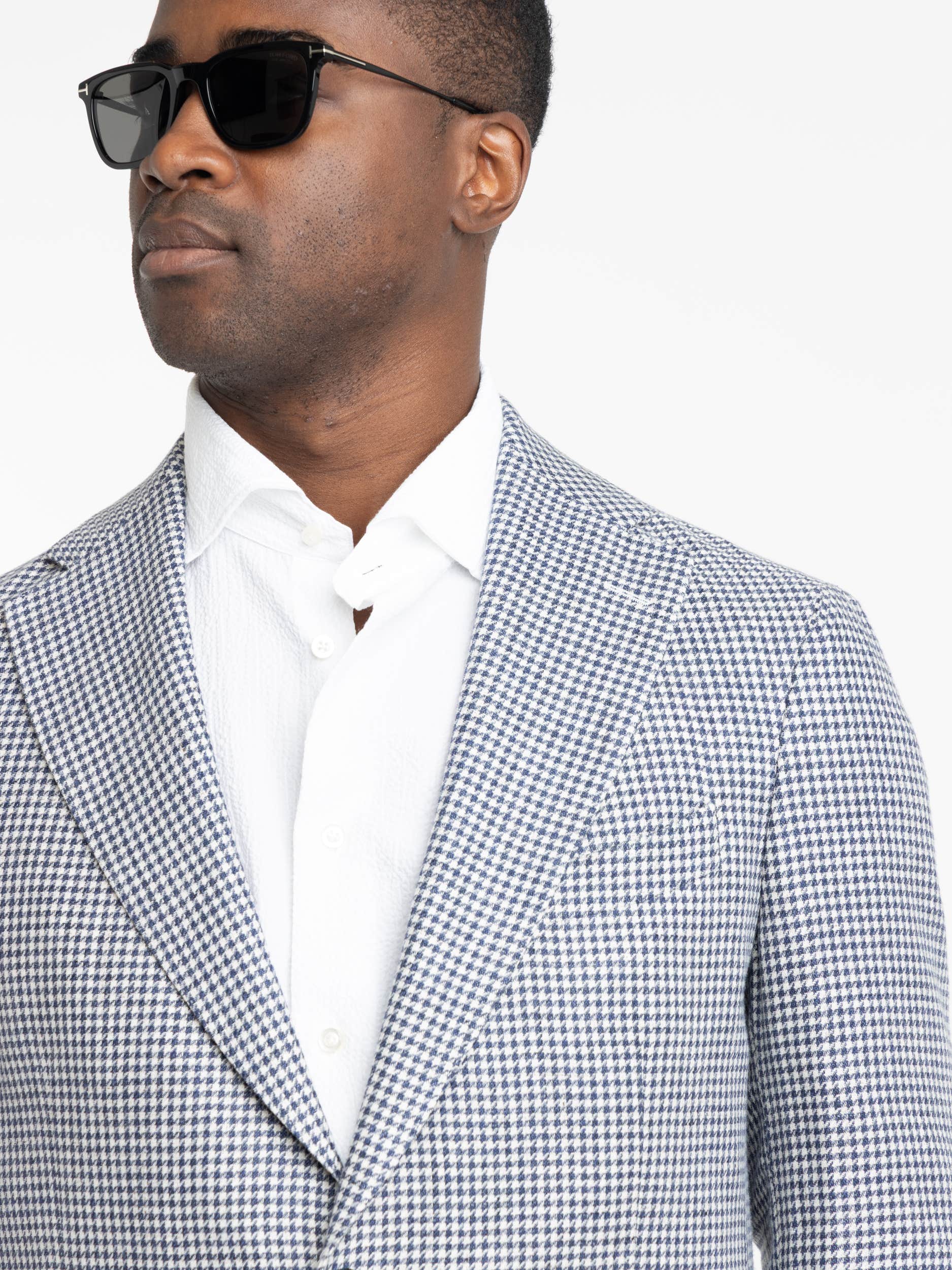 Blue and White Houndstooth Sport Jacket