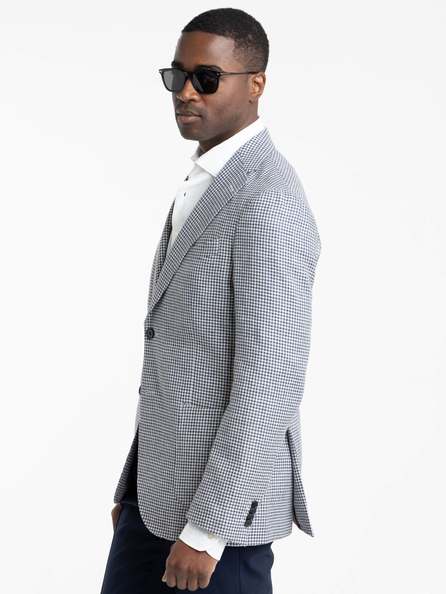 Blue and White Houndstooth Sport Jacket