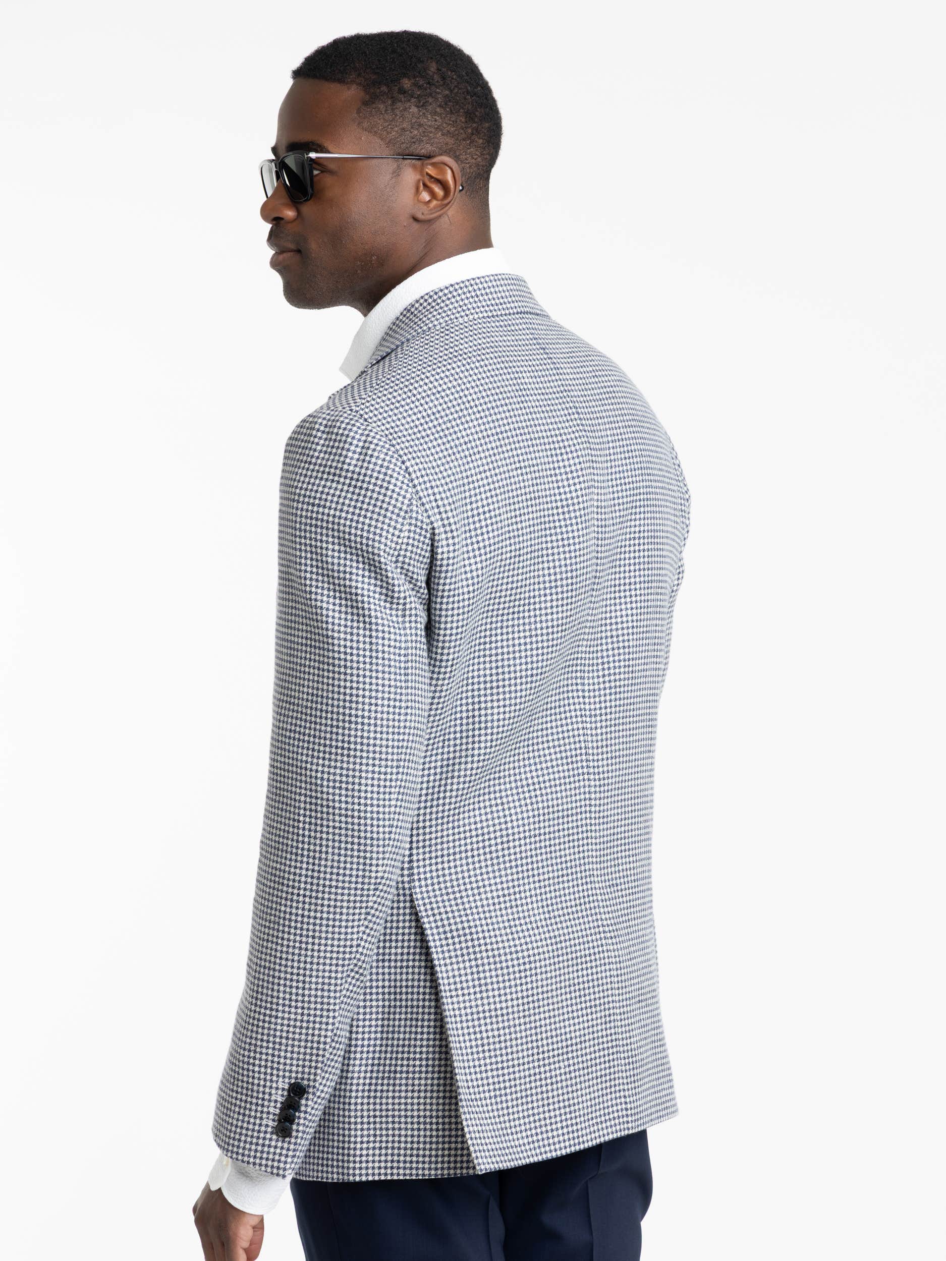 Blue and White Houndstooth Sport Jacket