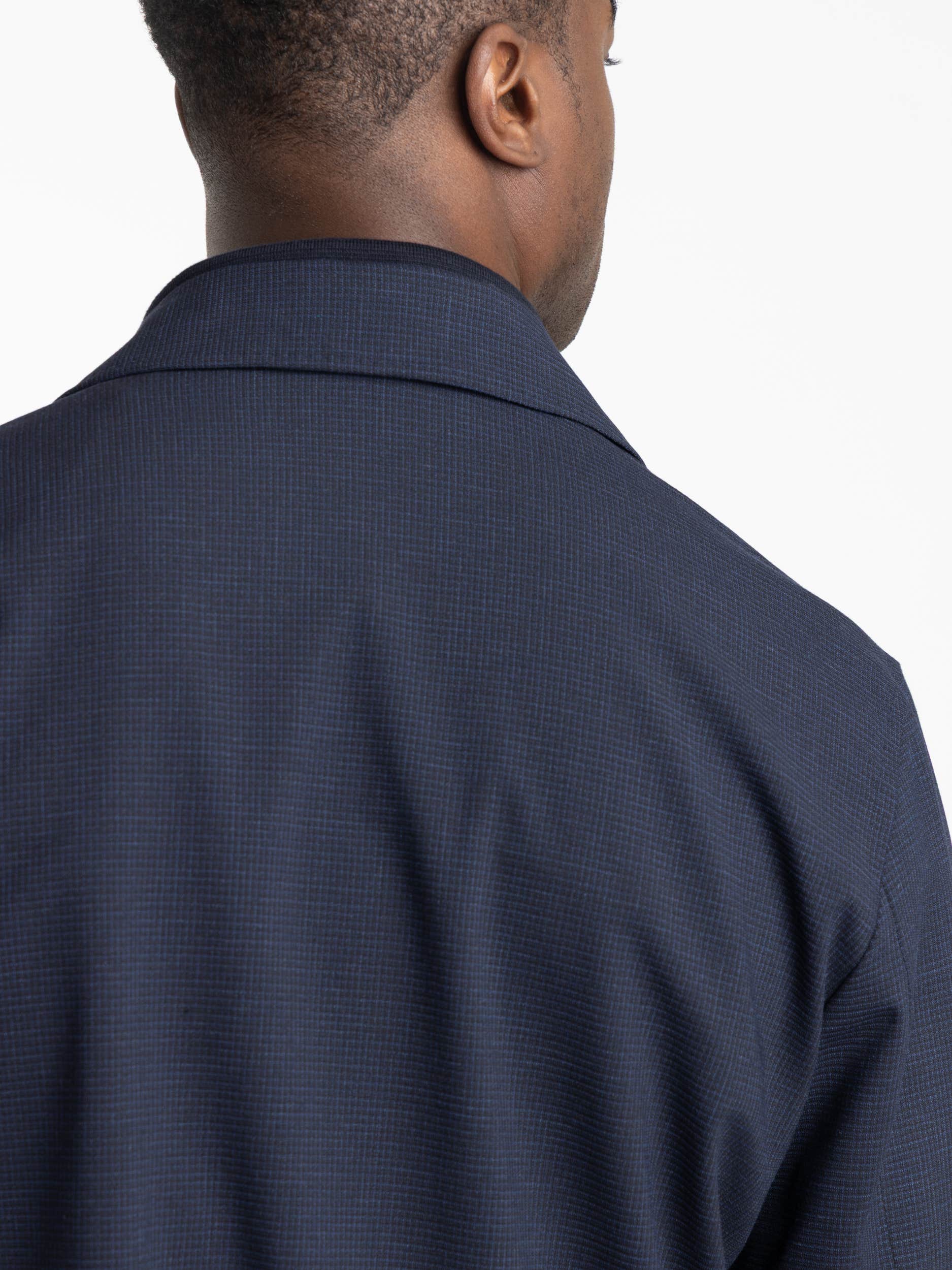 Blue Check Wool Tailored Overshirt