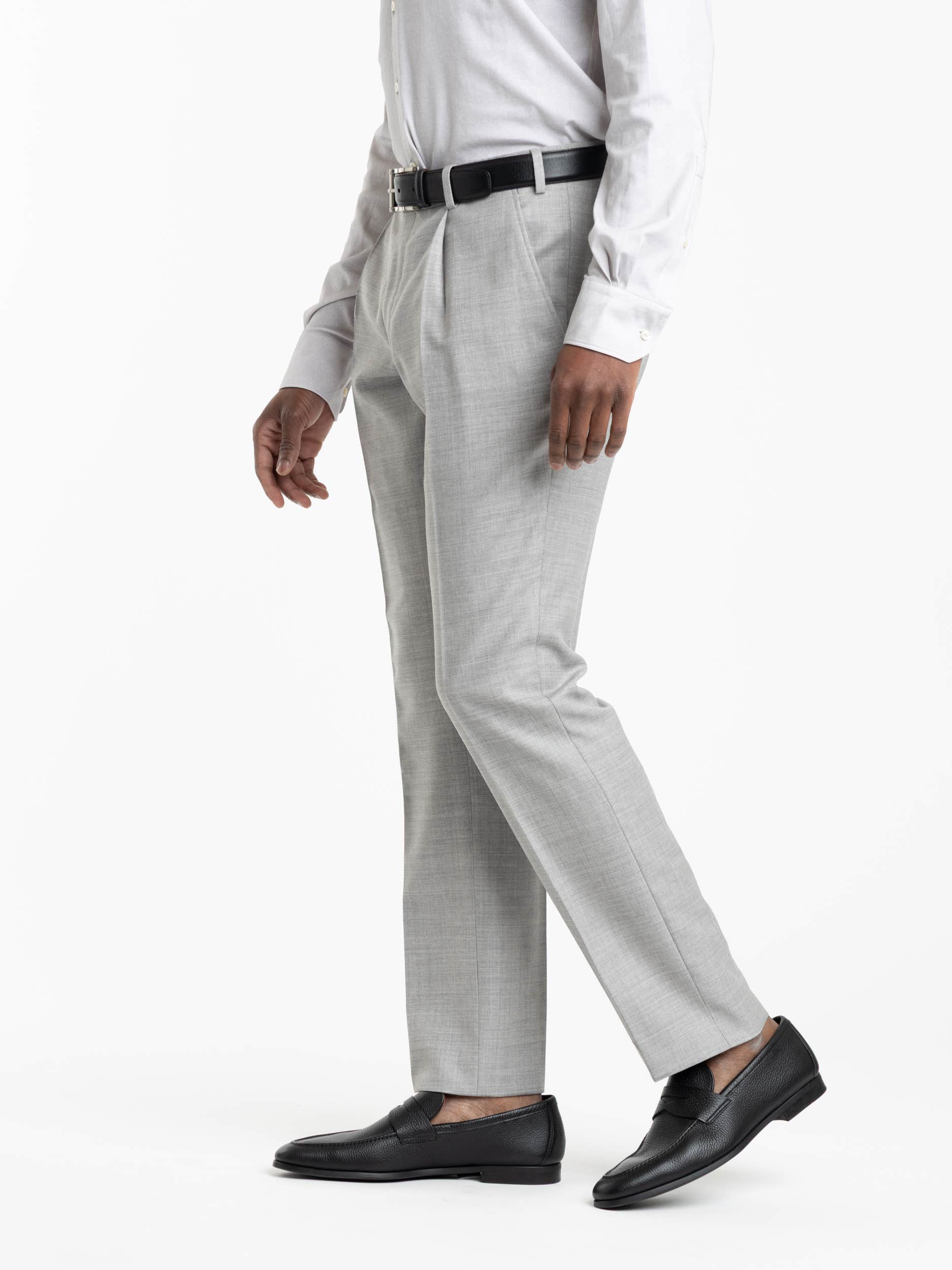 Heather Grey Single Pleat Wool Dress Pant
