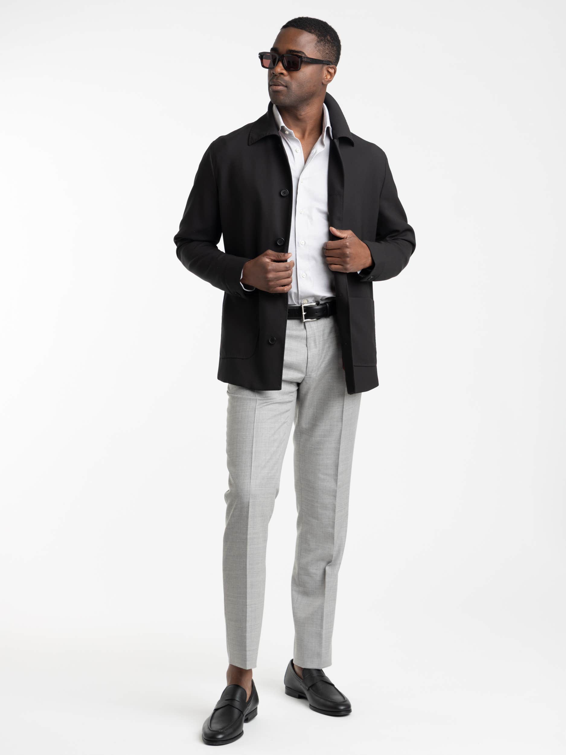Heather Grey Single Pleat Wool Dress Pant