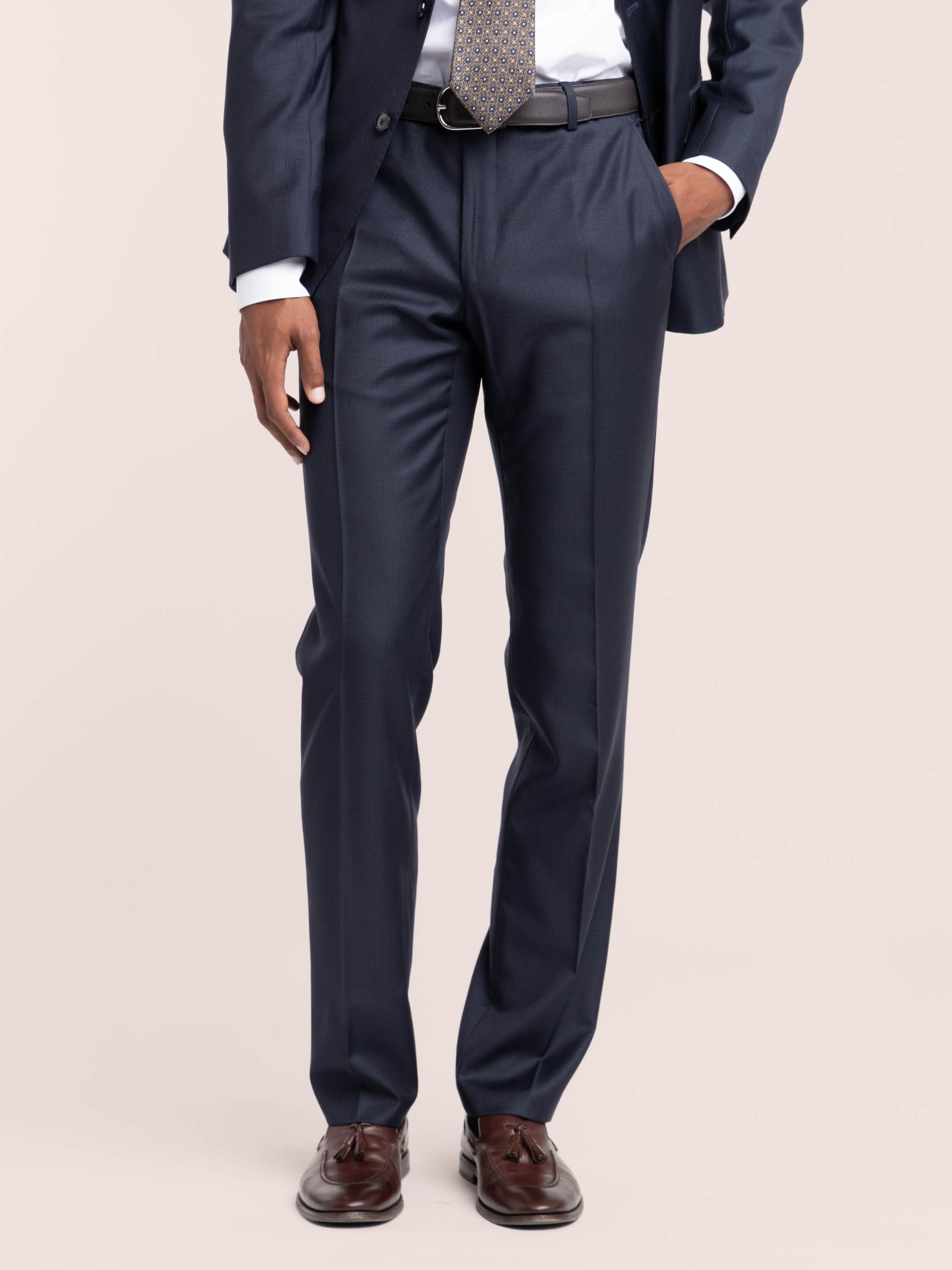 Navy Check Wool Suit