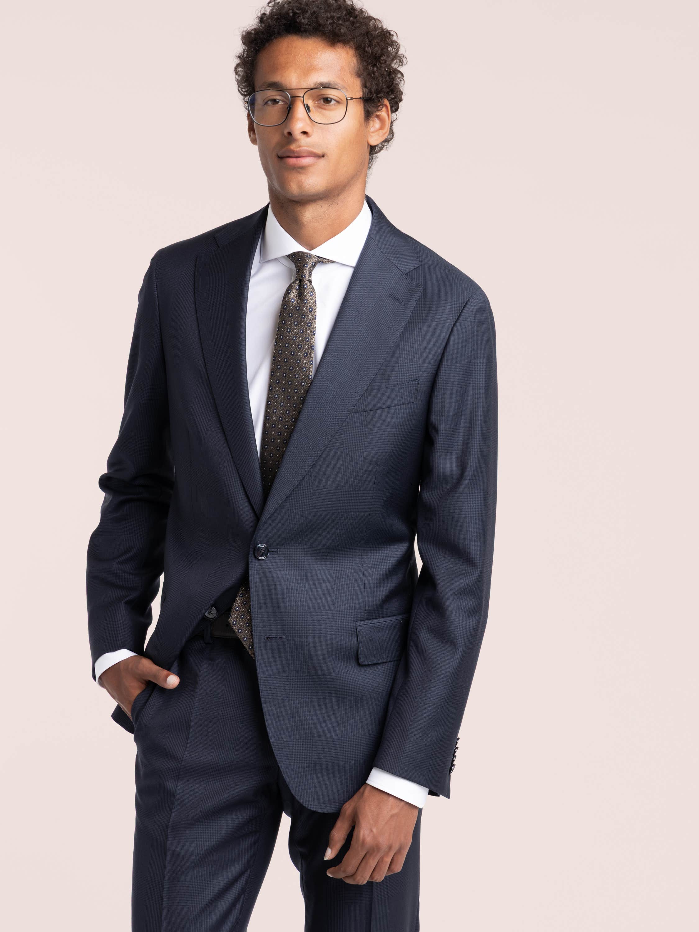 Navy Check Wool Suit