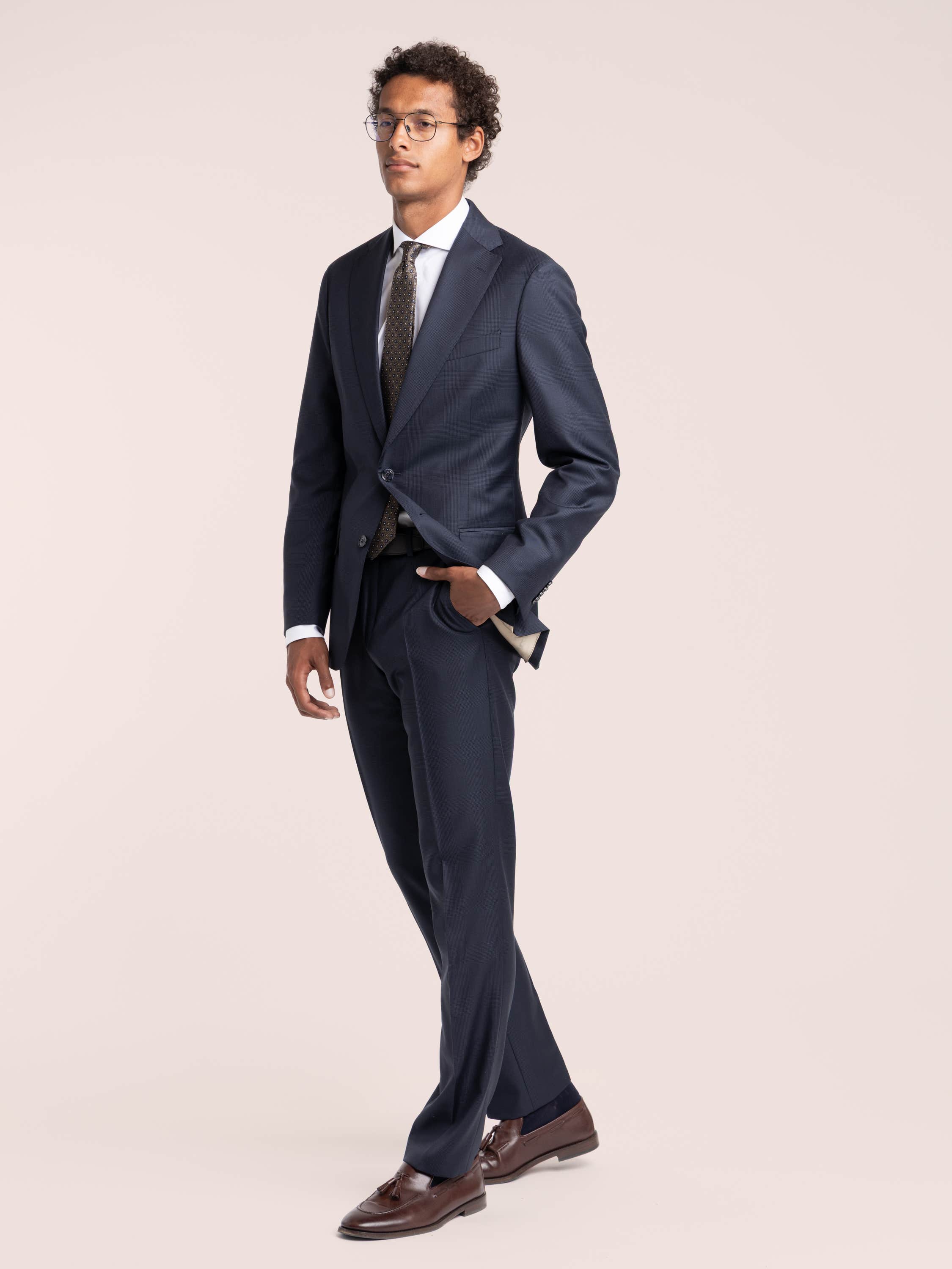 Navy Check Wool Suit