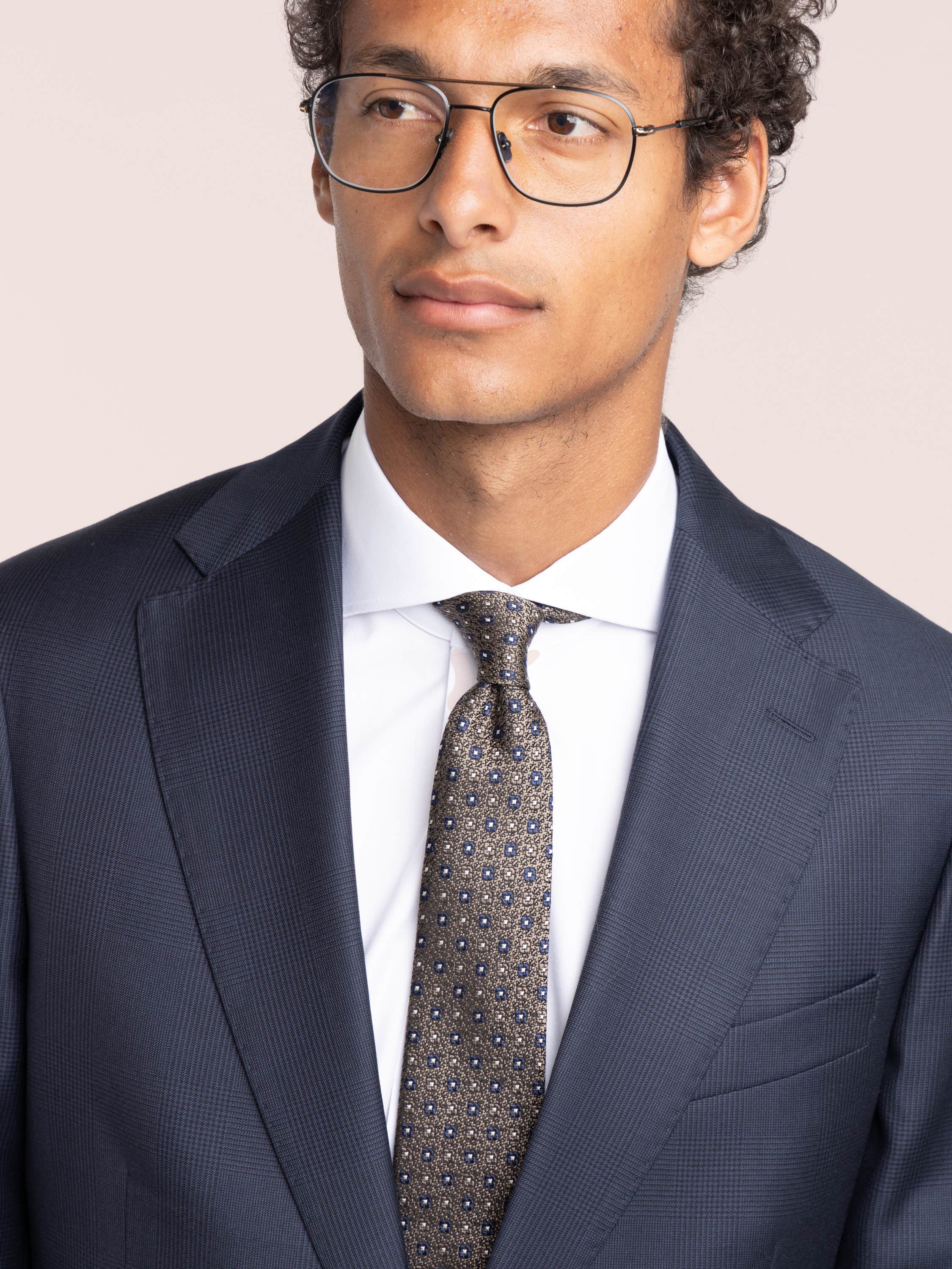 Navy Check Wool Suit