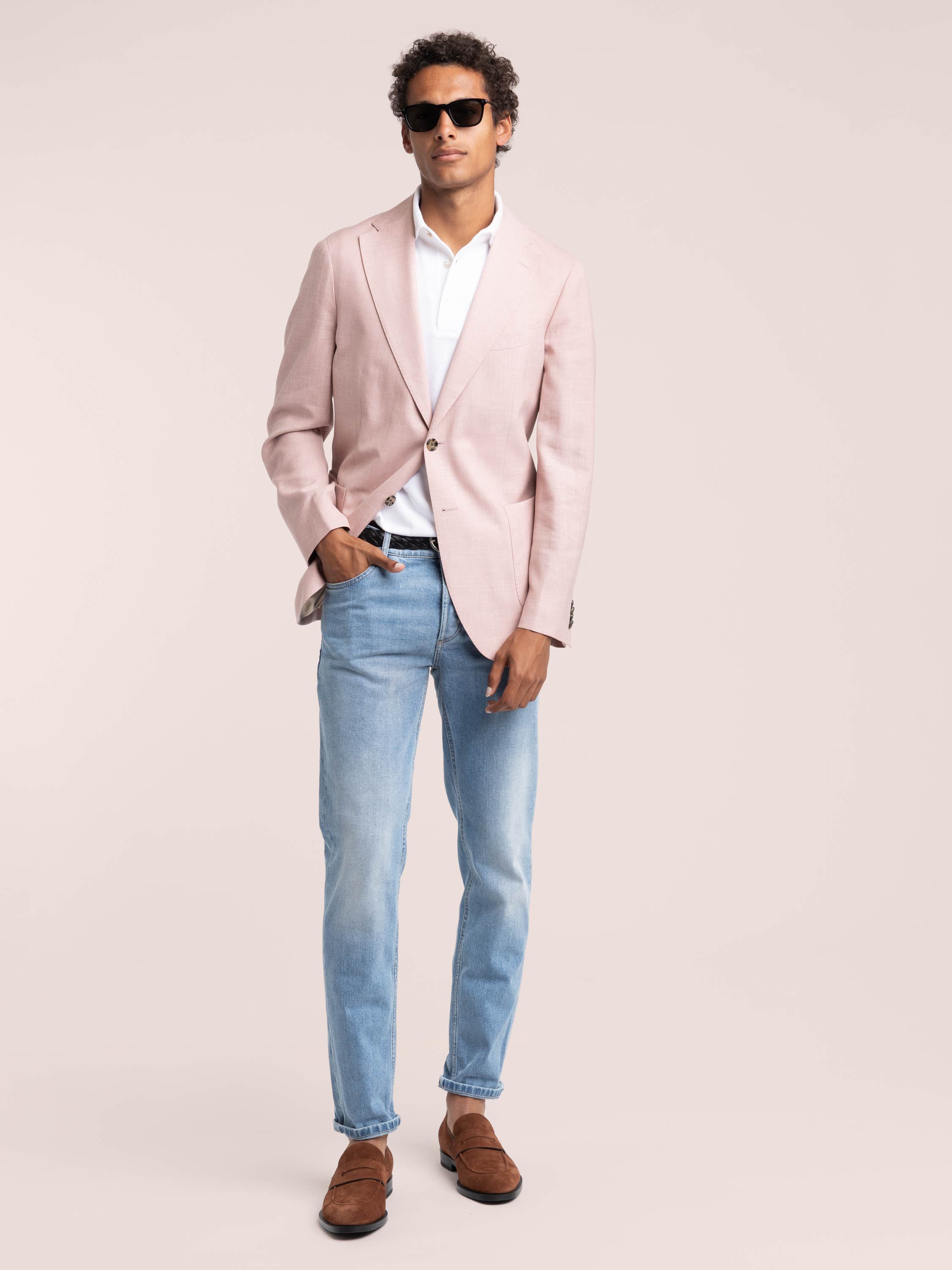 Pink Wool-Silk-Linen Blend Sport Jacket