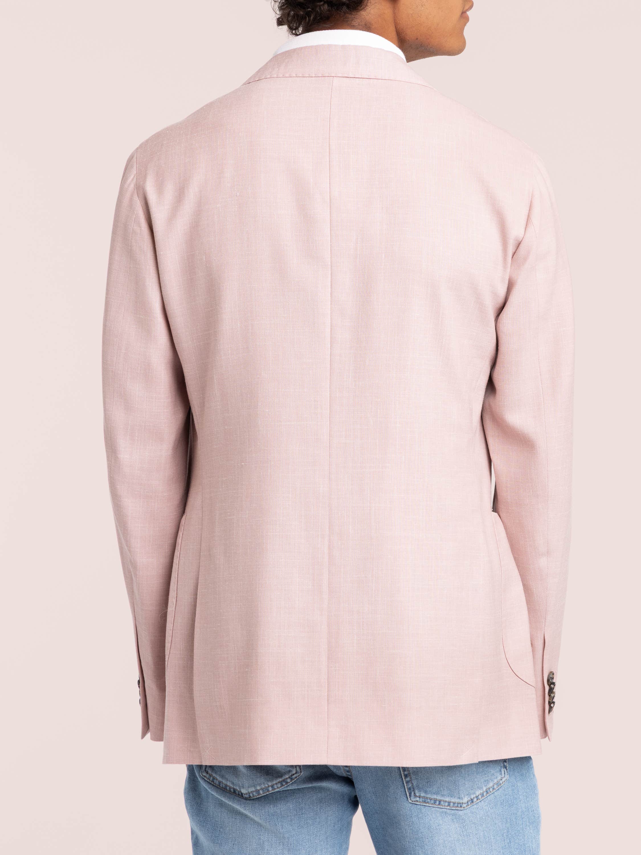 Pink Wool-Silk-Linen Blend Sport Jacket
