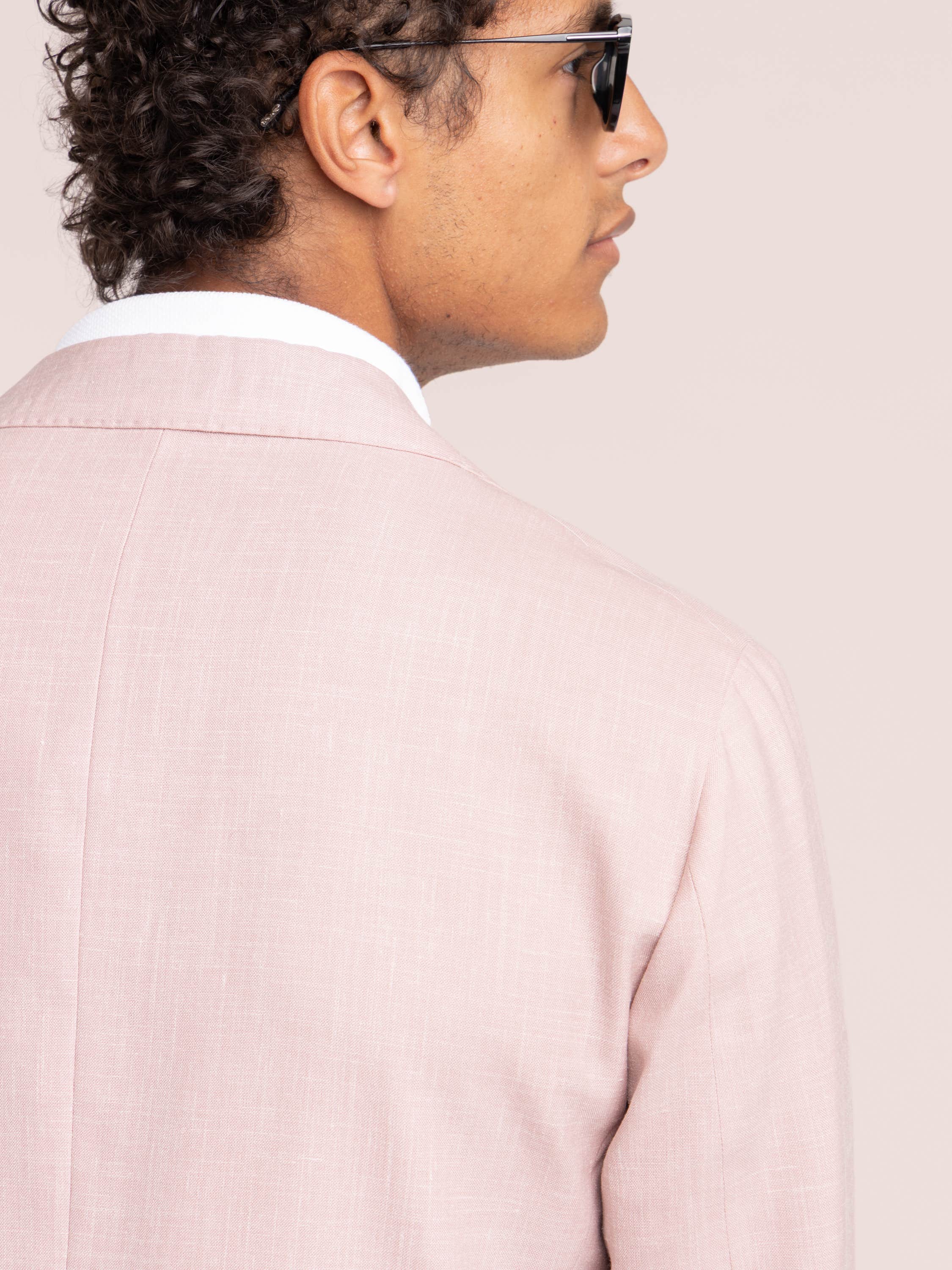 Pink Wool-Silk-Linen Blend Sport Jacket