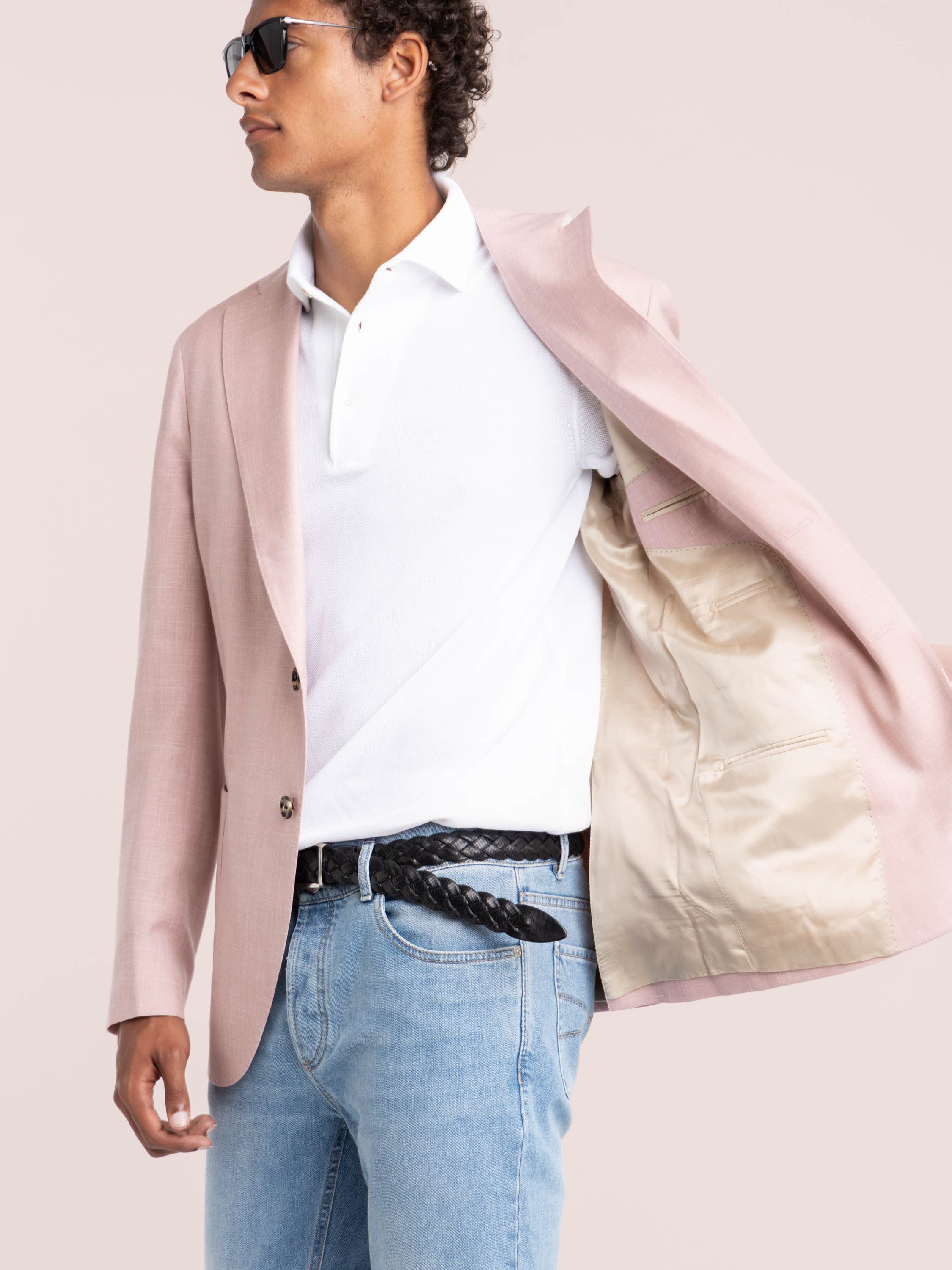Pink Wool-Silk-Linen Blend Sport Jacket