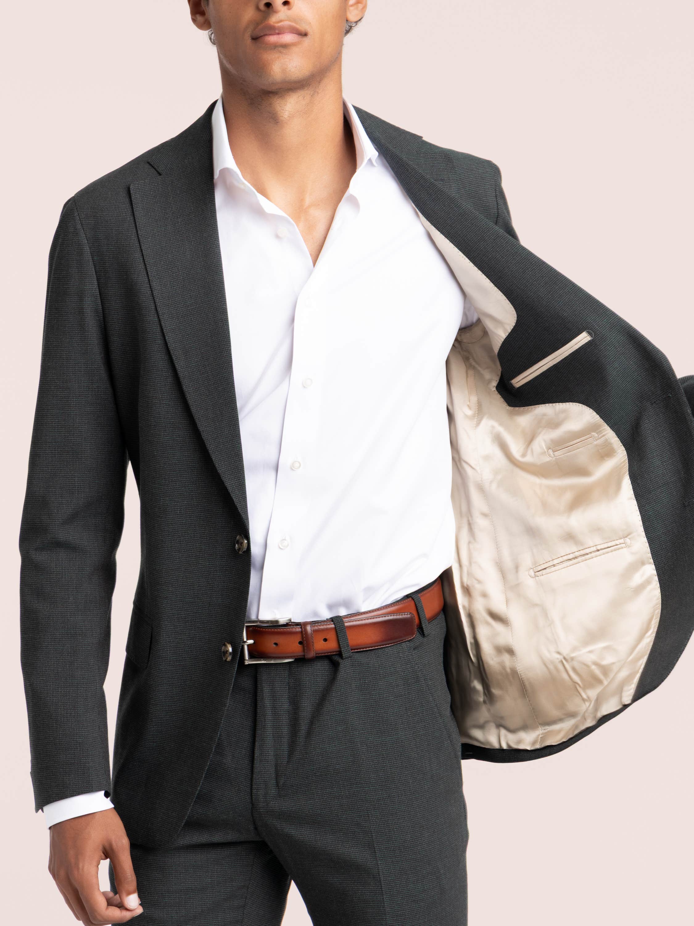 Dark Green Check Wool Suit