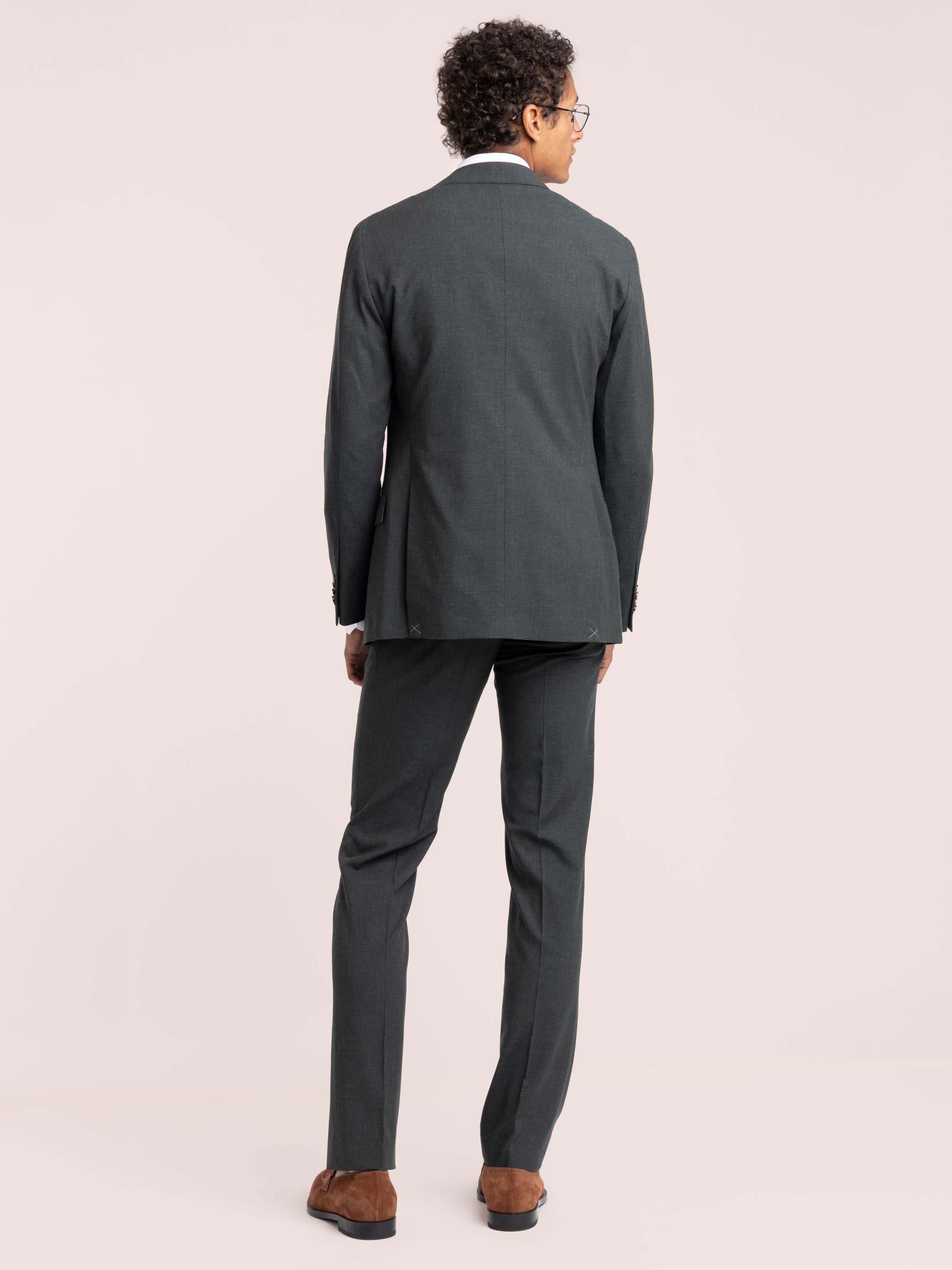 Dark Green Check Wool Suit