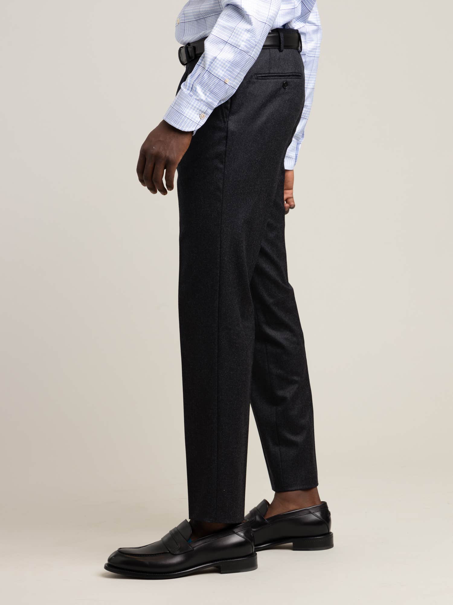 Dark Grey Single Pleated Flannel Pants