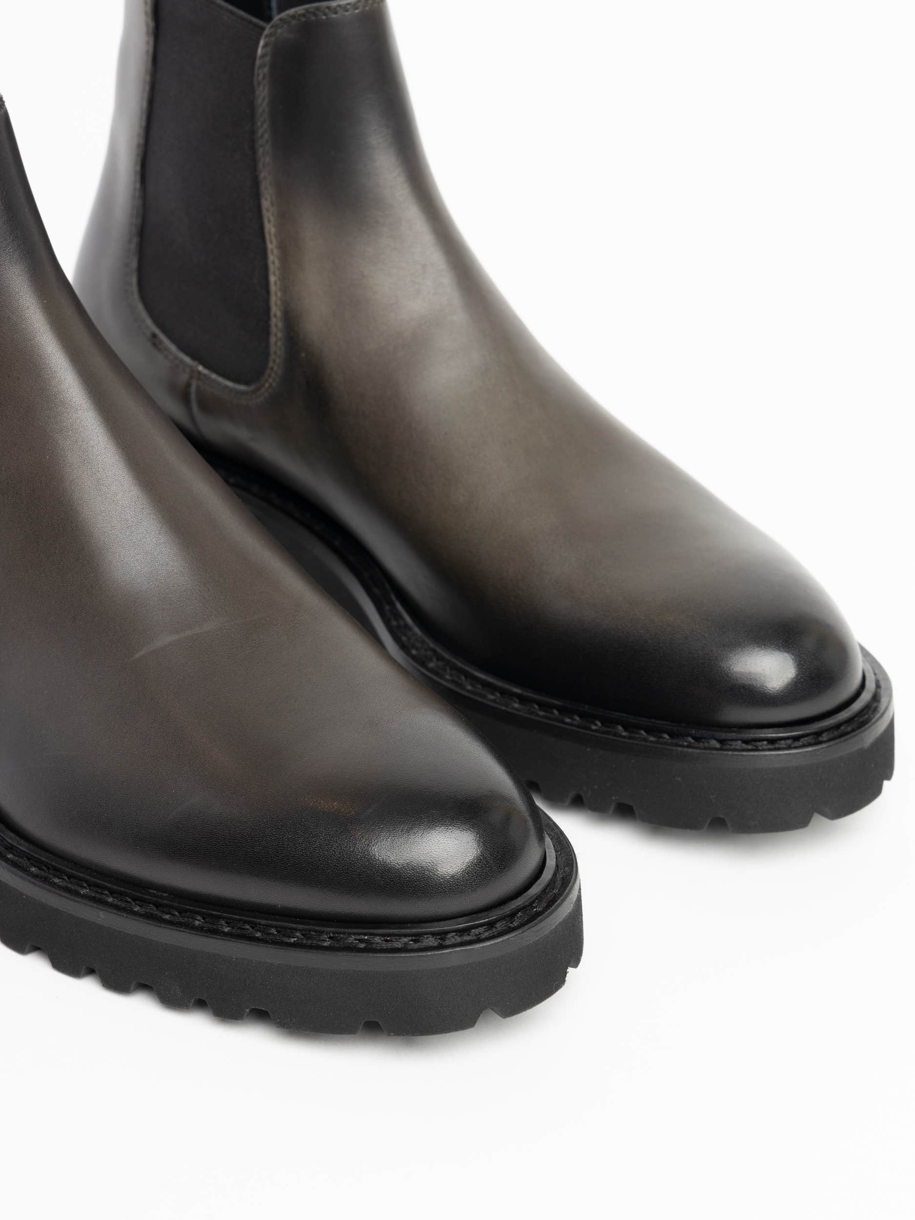 Elasticated Side-Panel Leather Boots