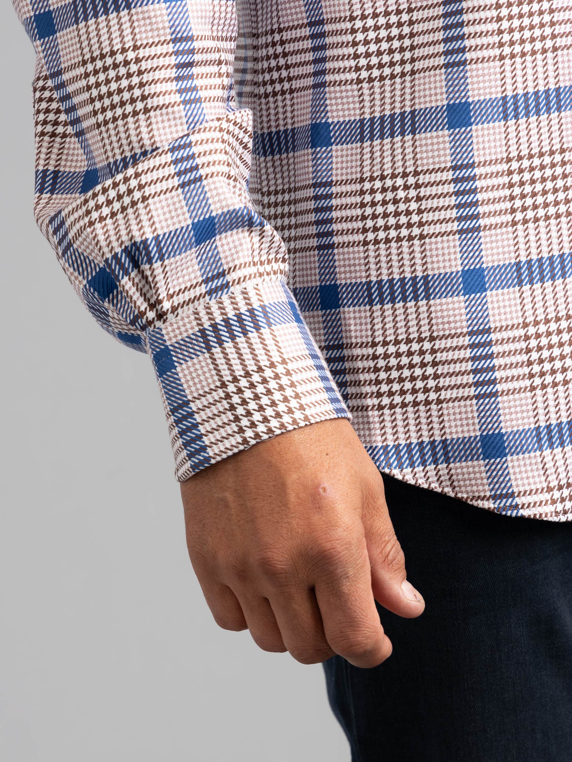 Blue/Brown Plaid Dress Shirt