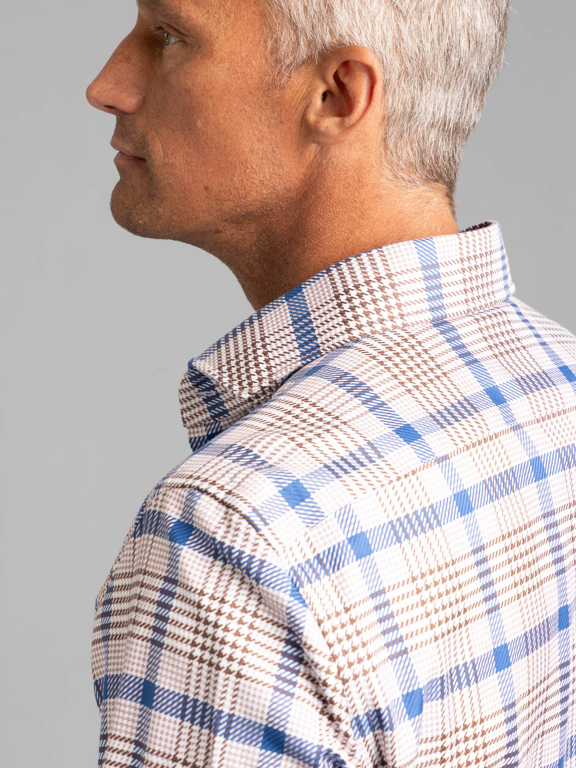 Blue/Brown Plaid Dress Shirt