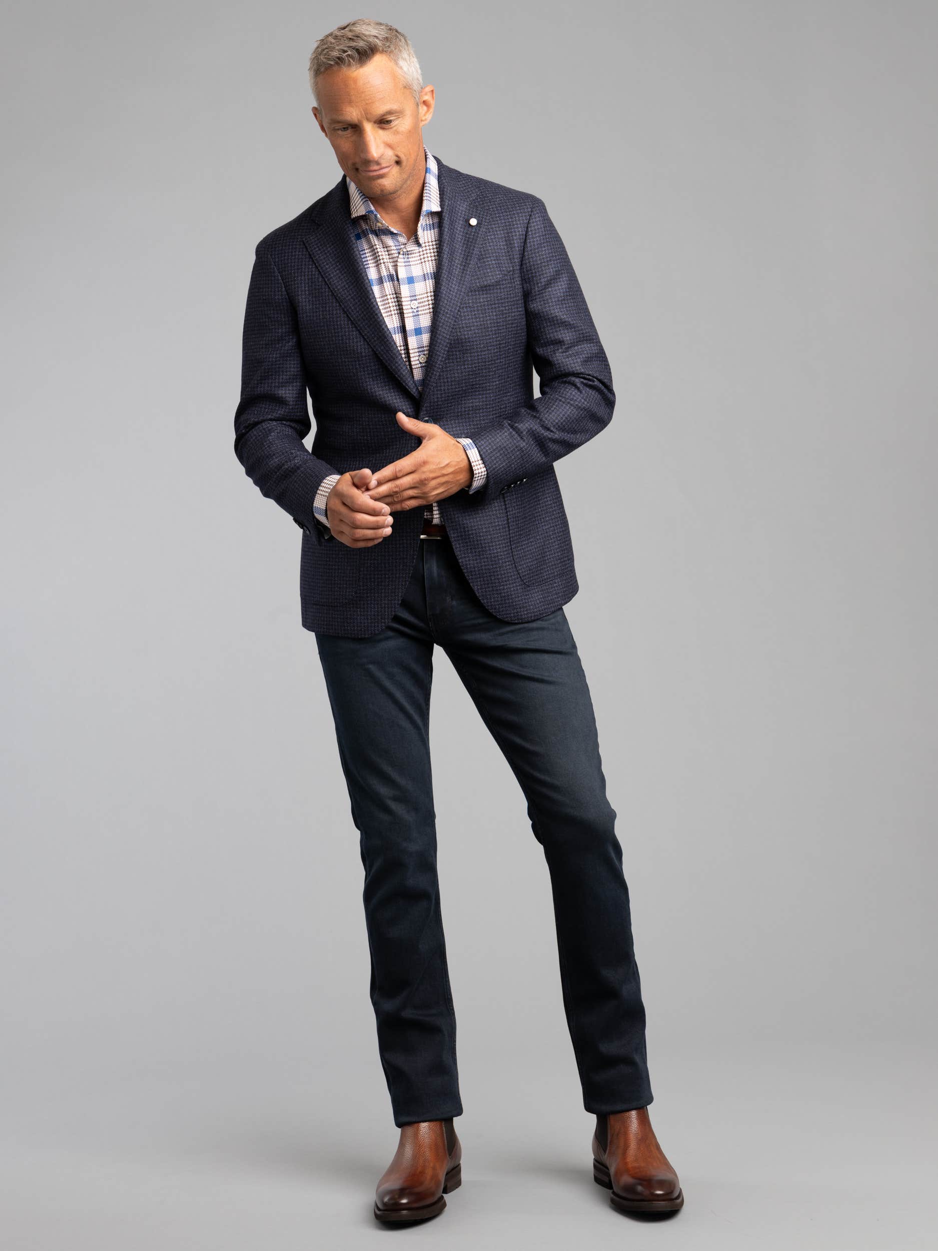 Blue/Brown Plaid Dress Shirt