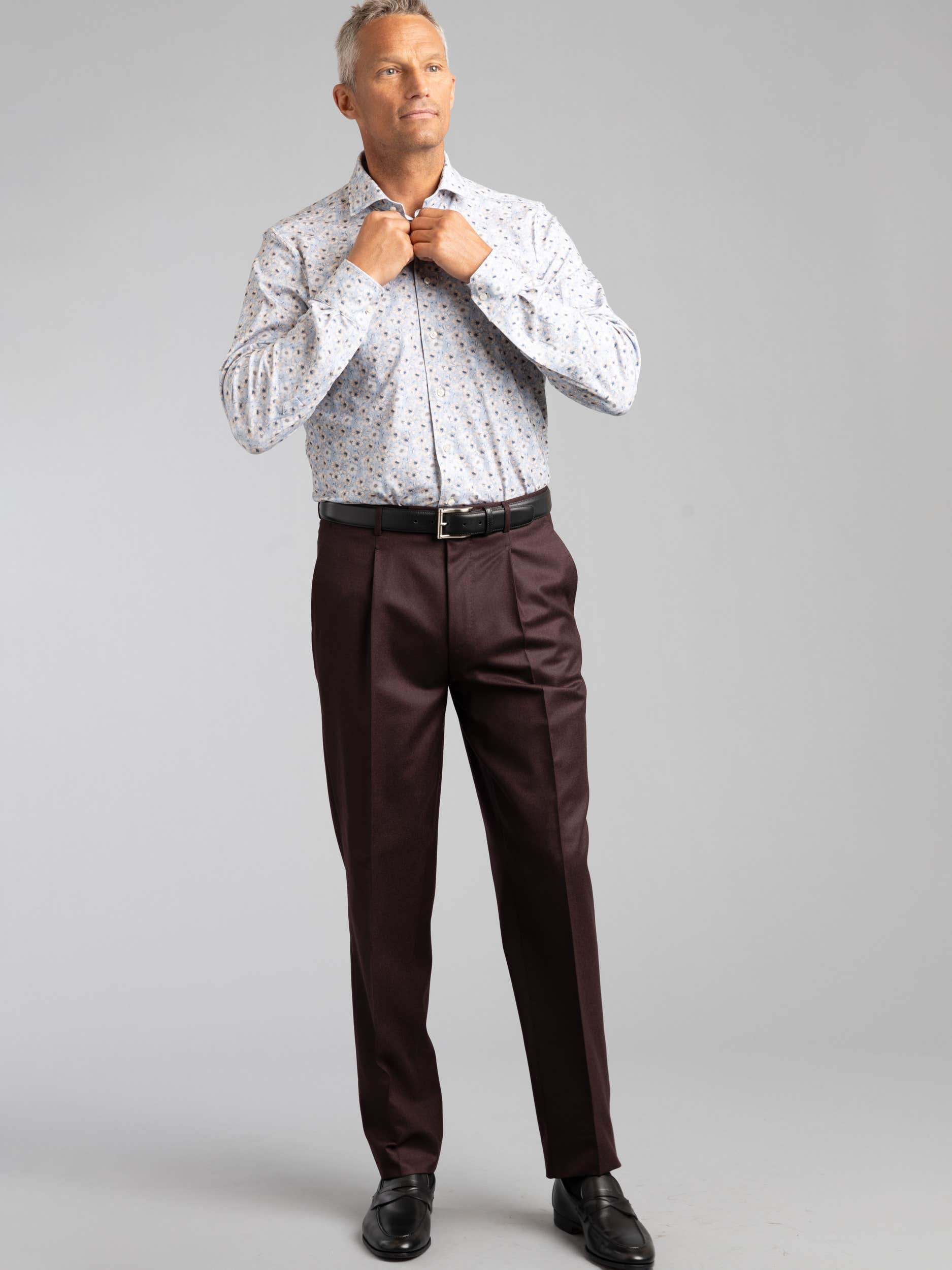 Blue Floral Print Dress Shirt