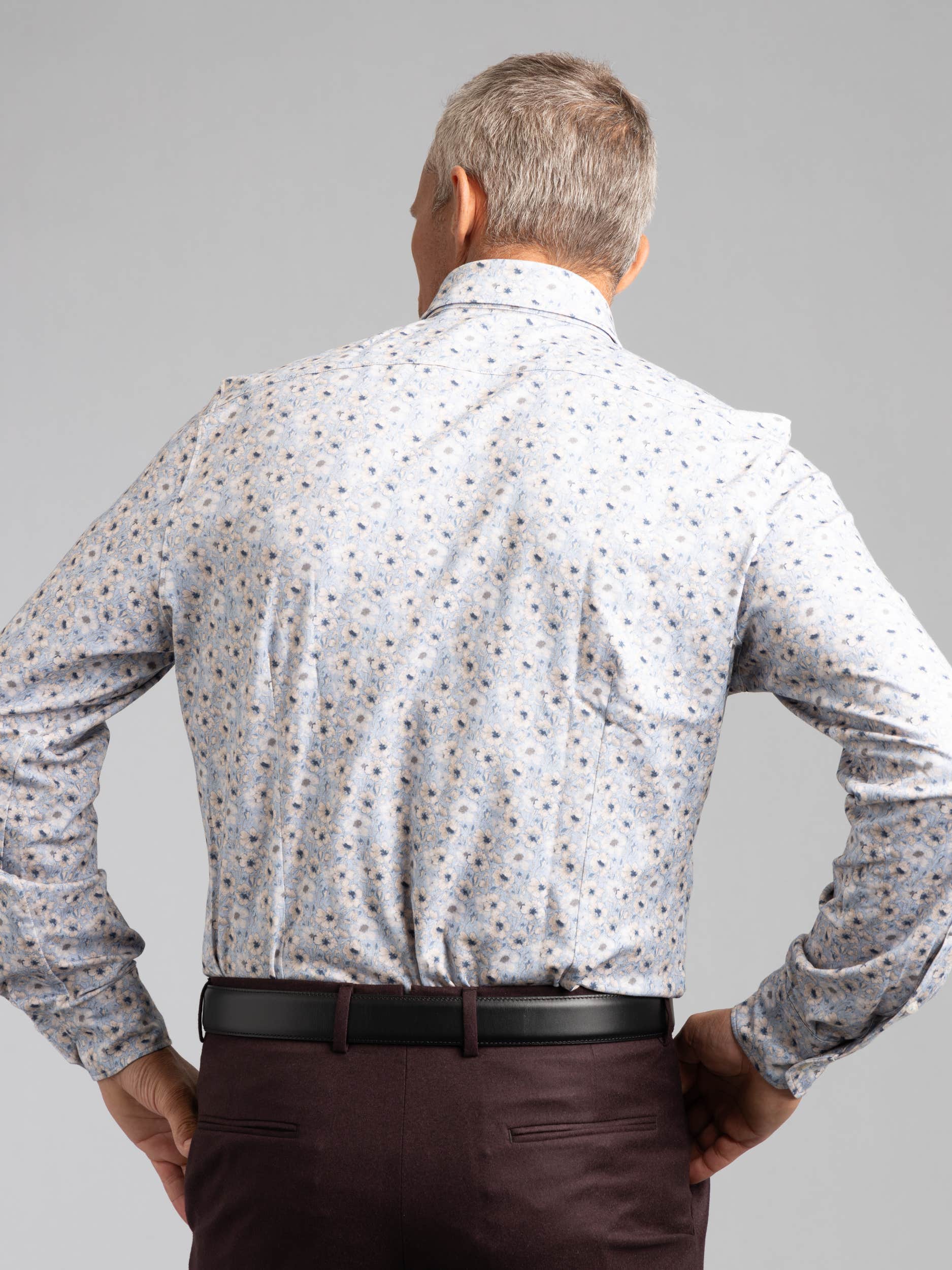 Blue Floral Print Dress Shirt