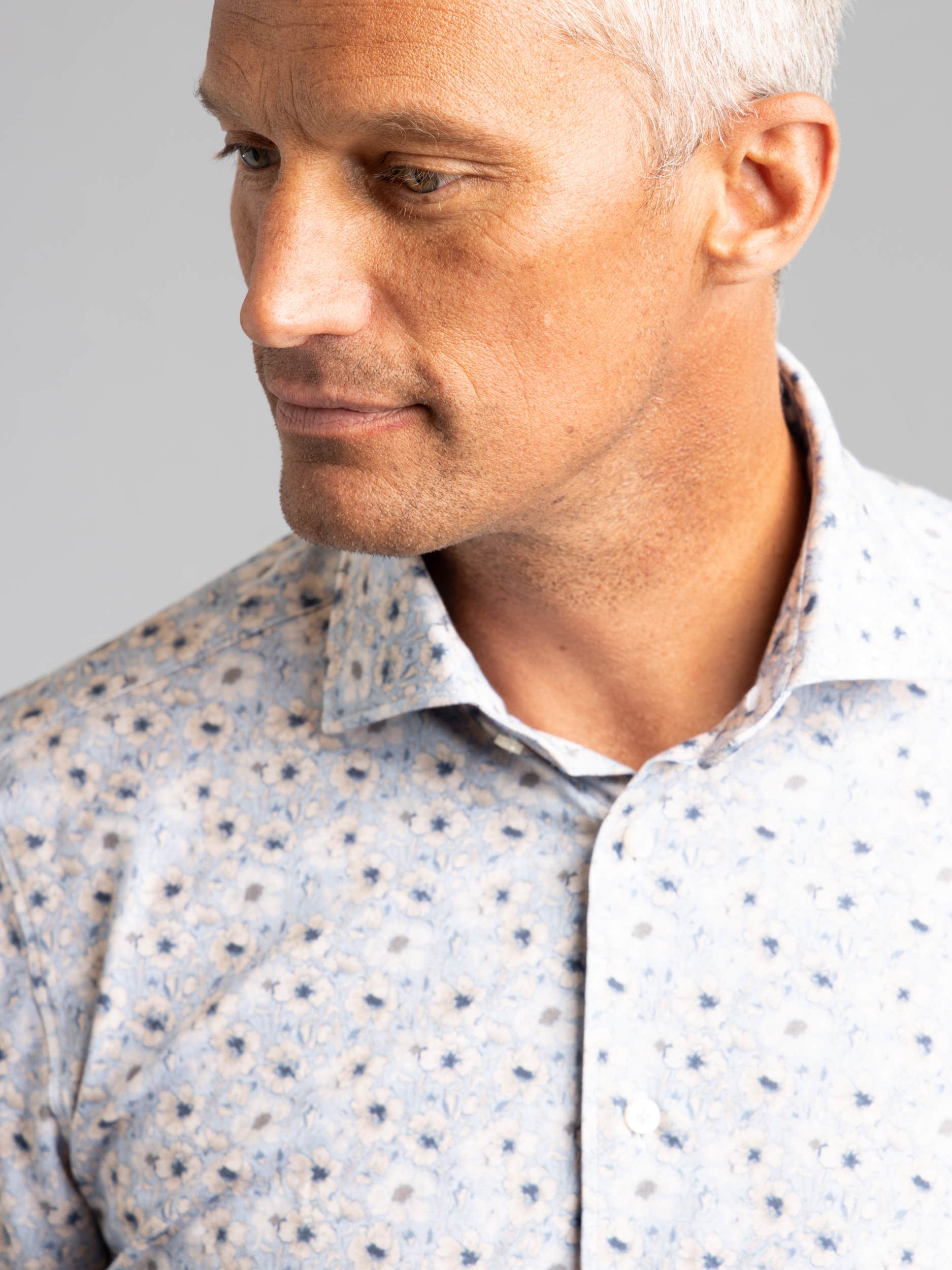 Blue Floral Print Dress Shirt