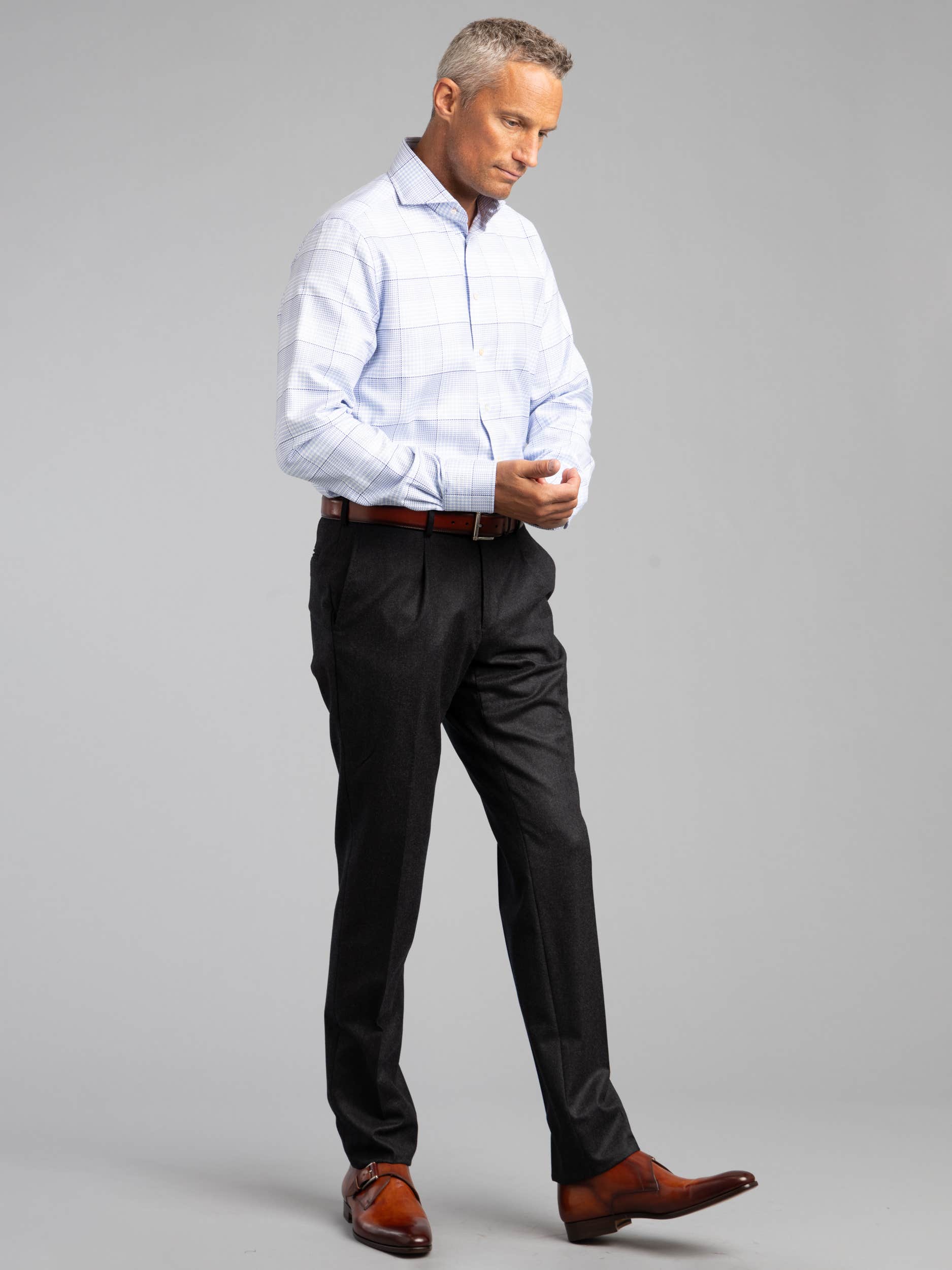 Blue Plaid Dress Shirt