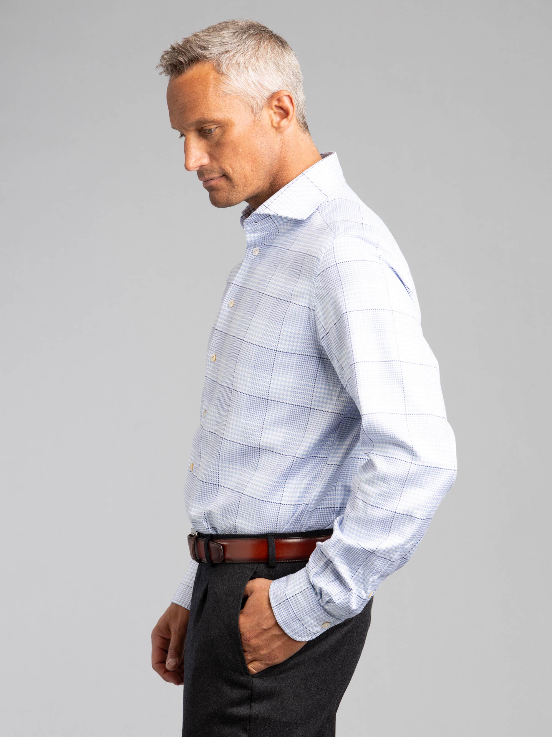 Blue Plaid Dress Shirt