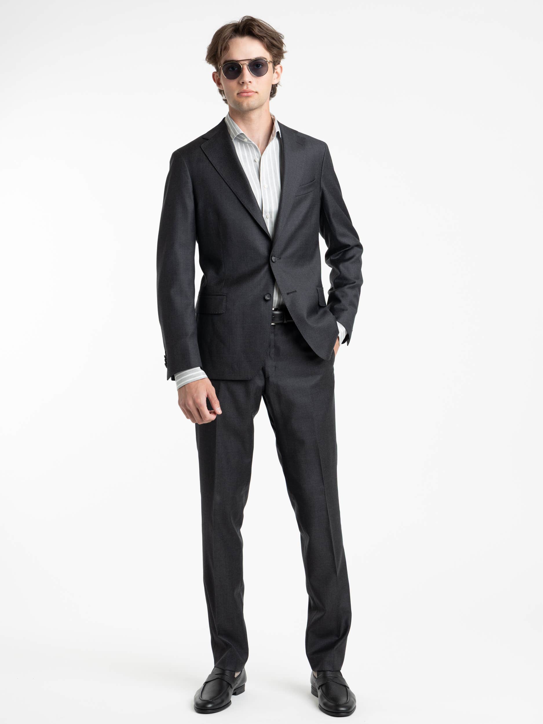 Grey Striped Linen Button Down Collar Shirt