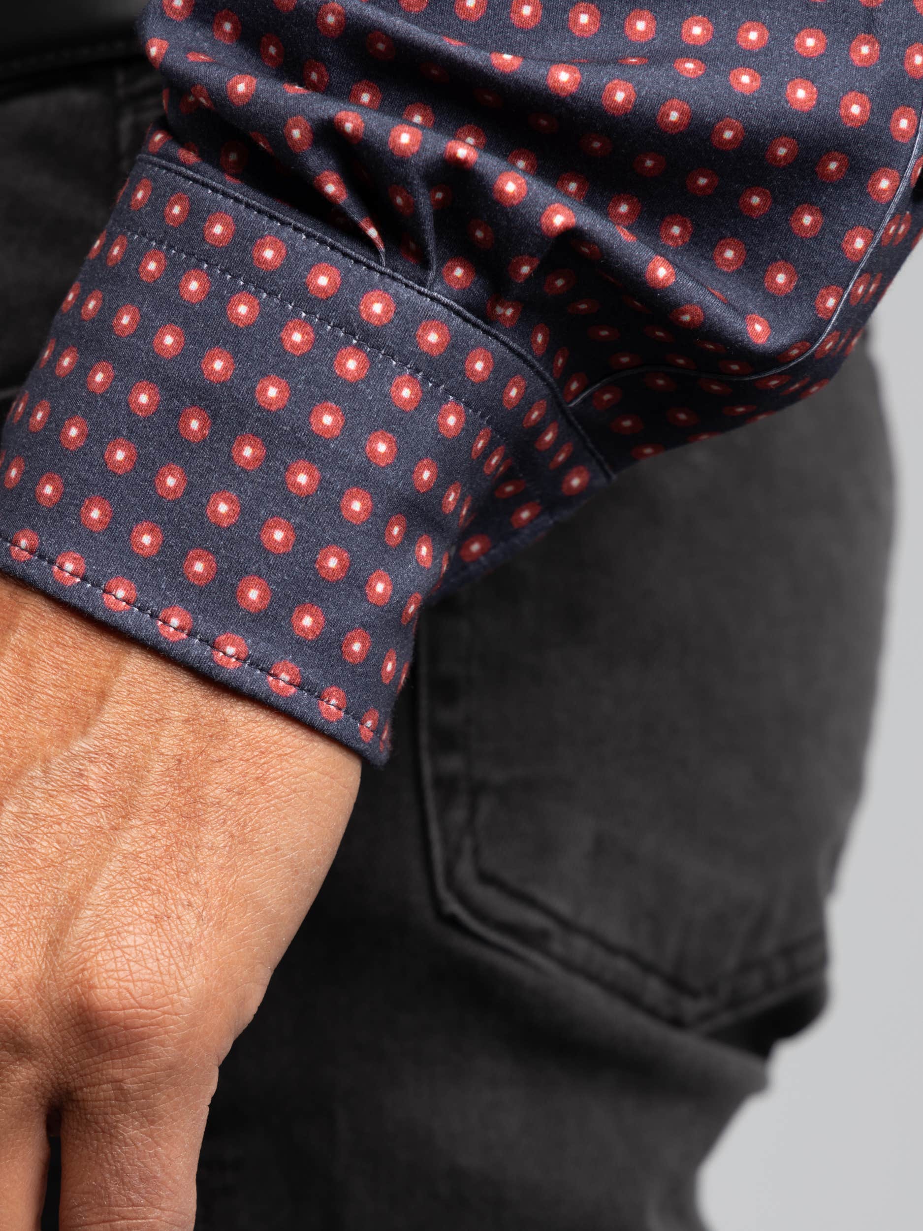 Navy/Red Patterned Dress Shirt