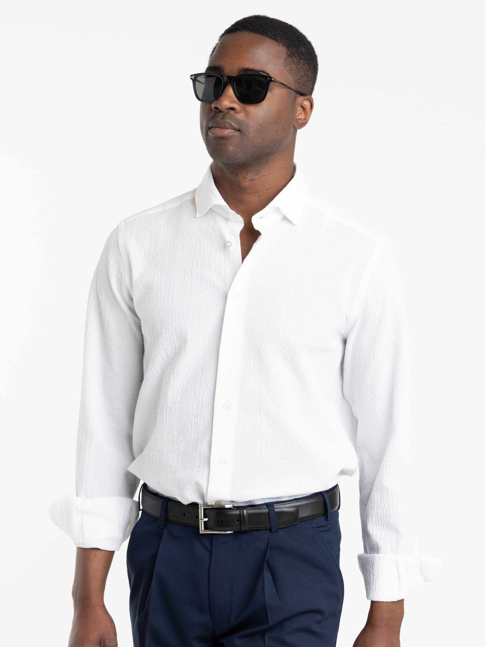 White Seersucker Dress Shirt