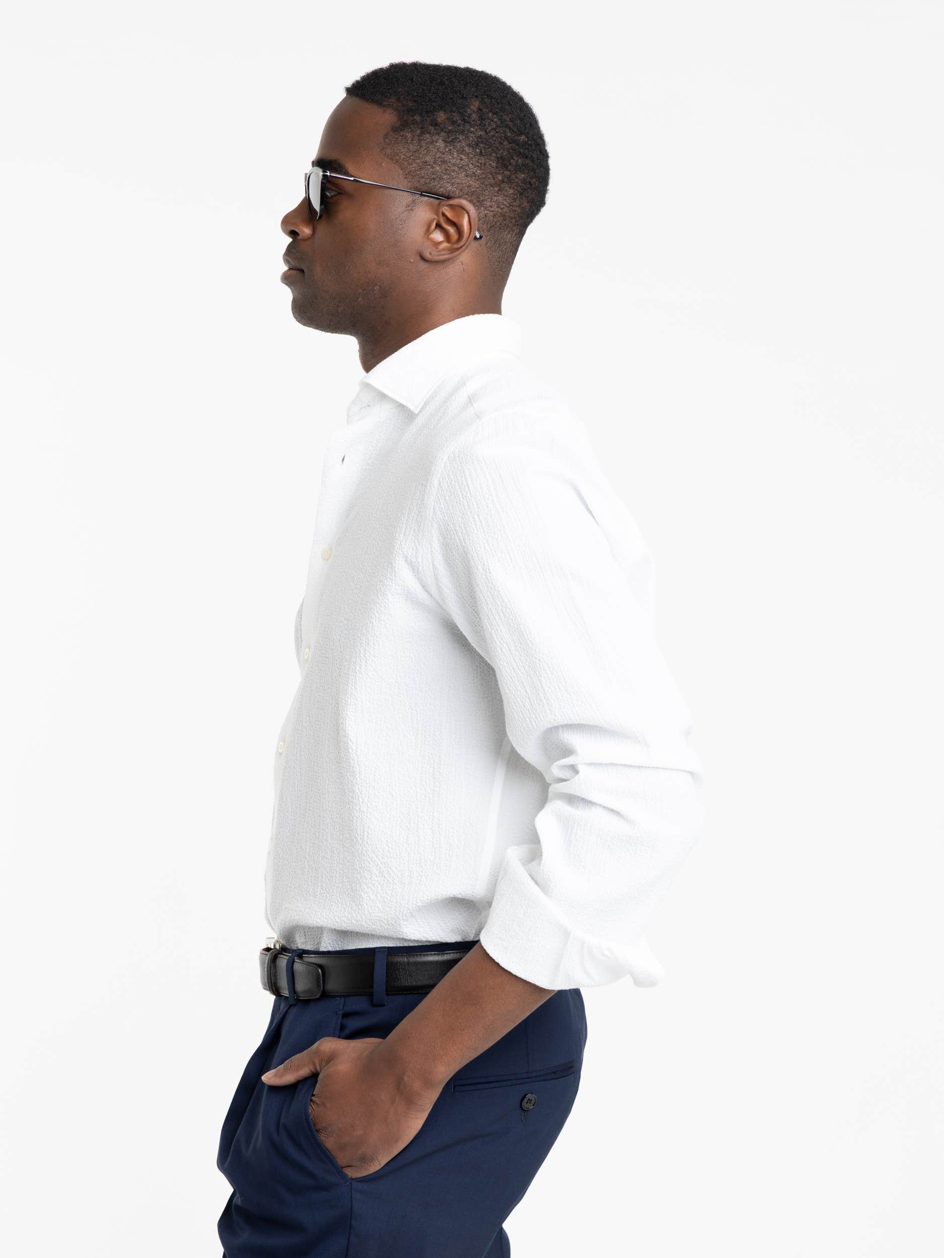 White Seersucker Dress Shirt