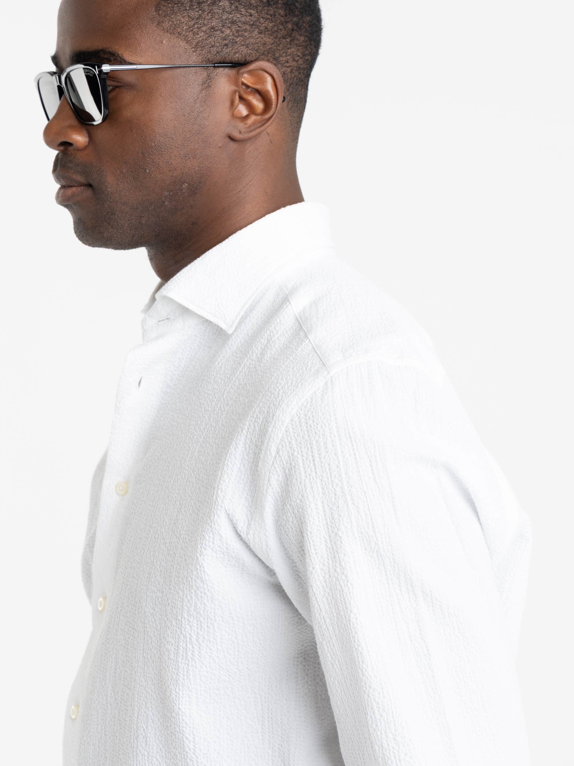 White Seersucker Dress Shirt