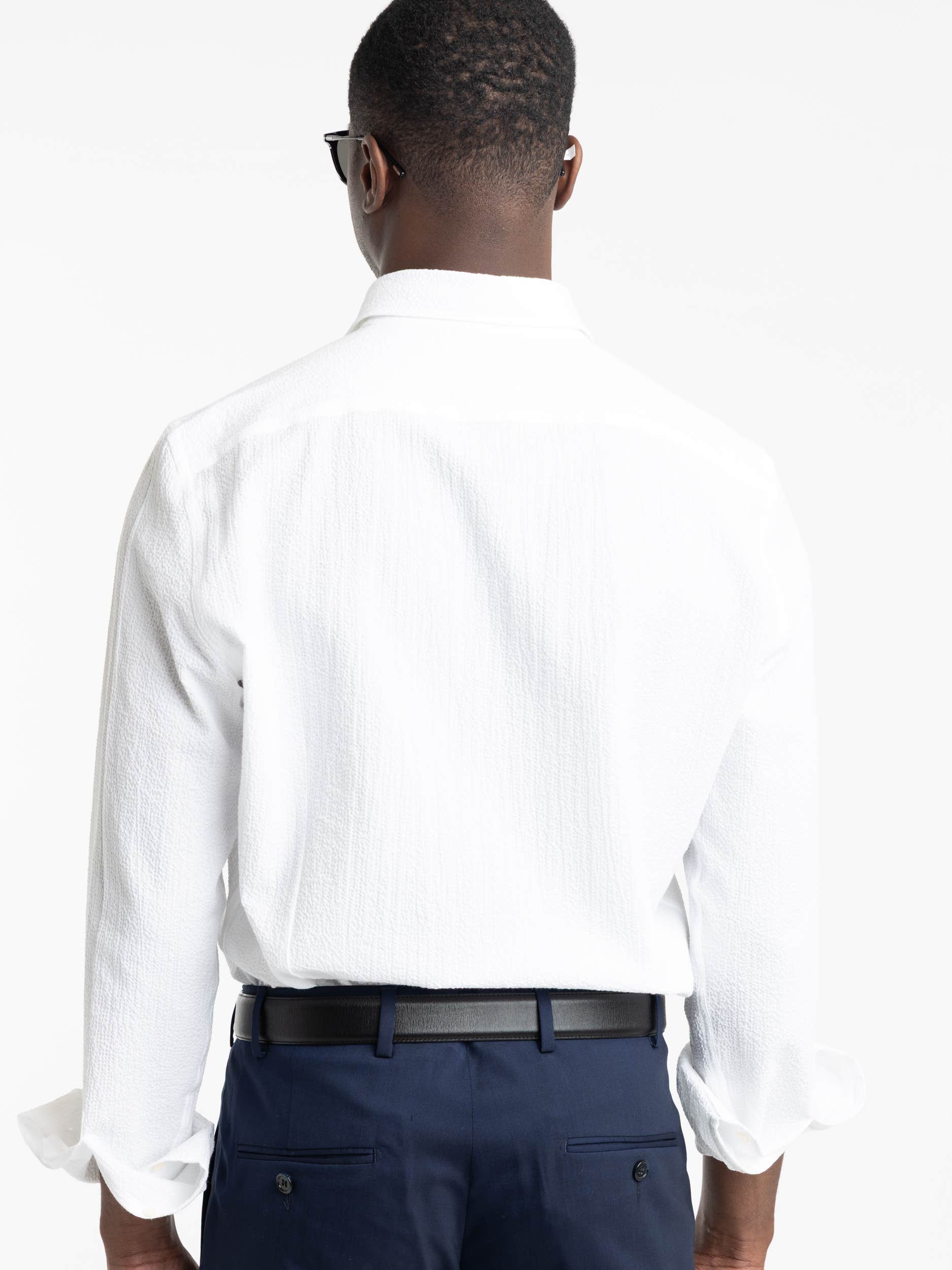 White Seersucker Dress Shirt