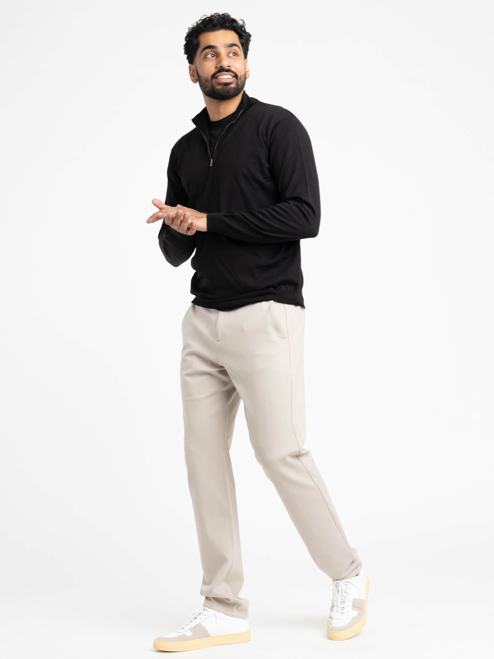 Black Lightweight Wool Quarterzip Sweater