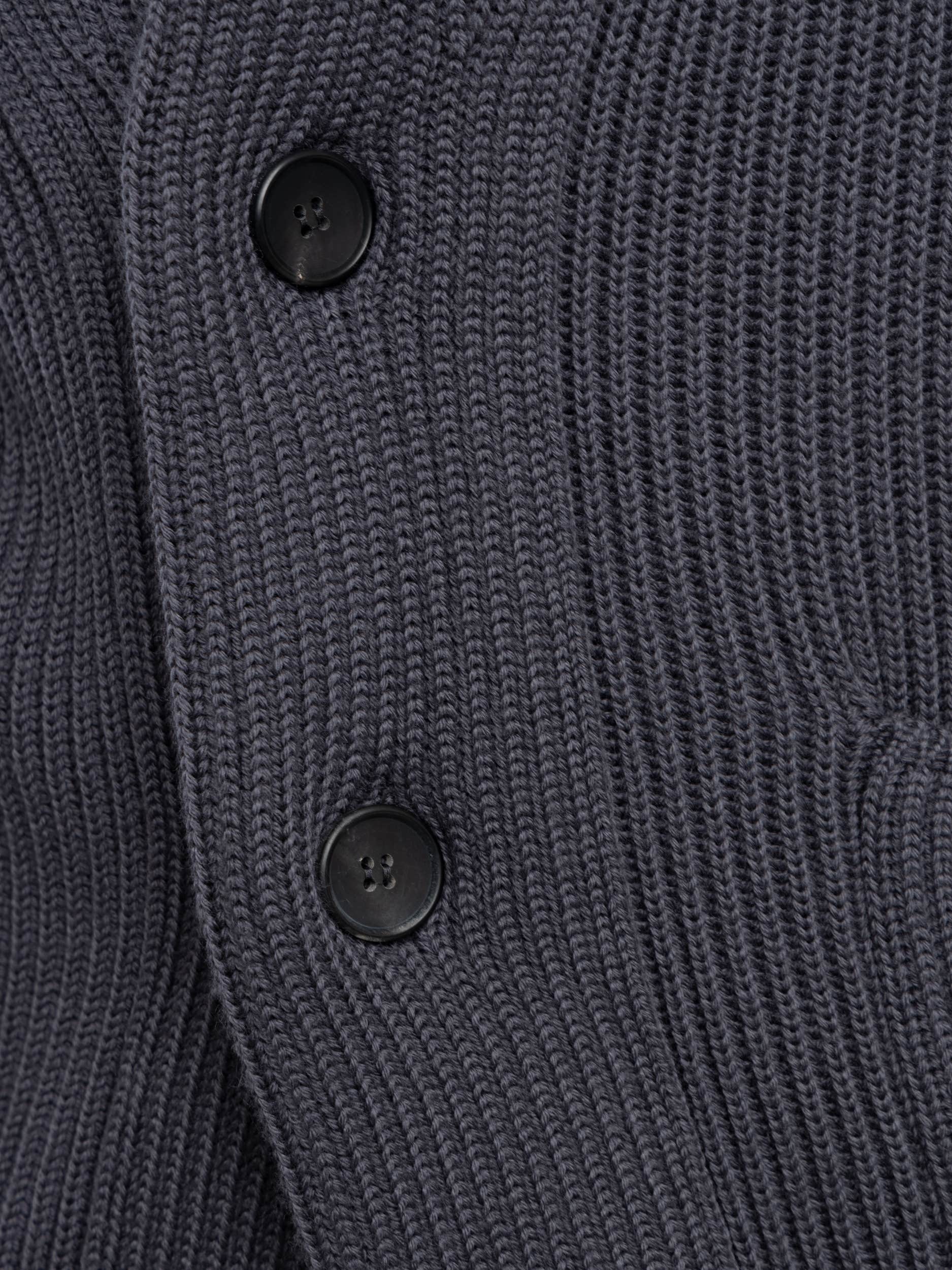 Dark Grey Fisherman Ribbed Shawl Cardigan