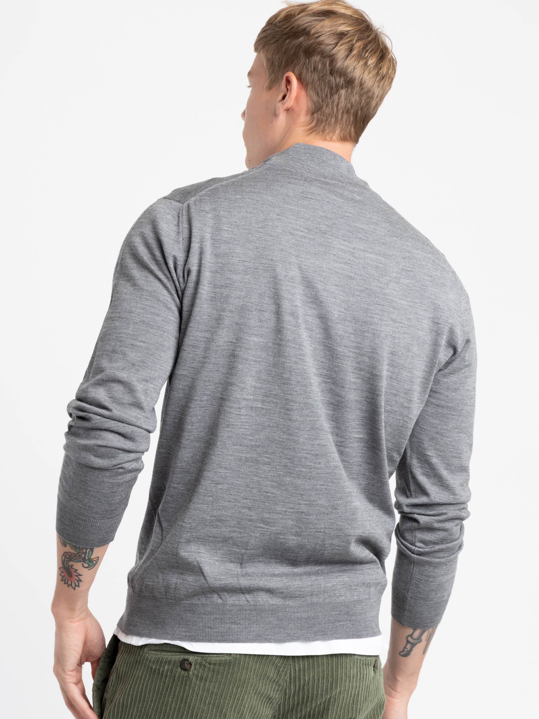 Grey Lightweight Wool Quarterzip Sweater