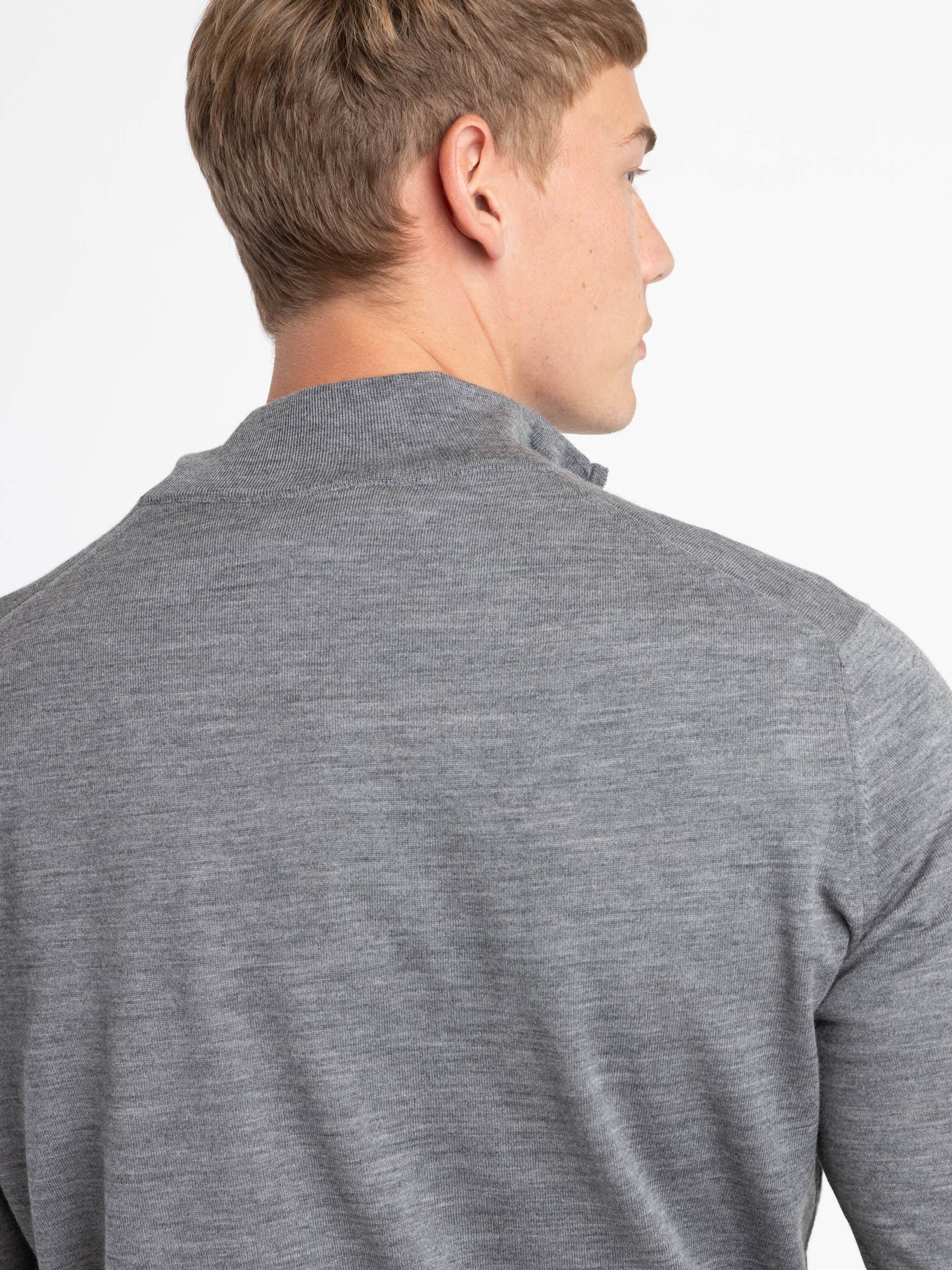 Grey Lightweight Wool Quarterzip Sweater