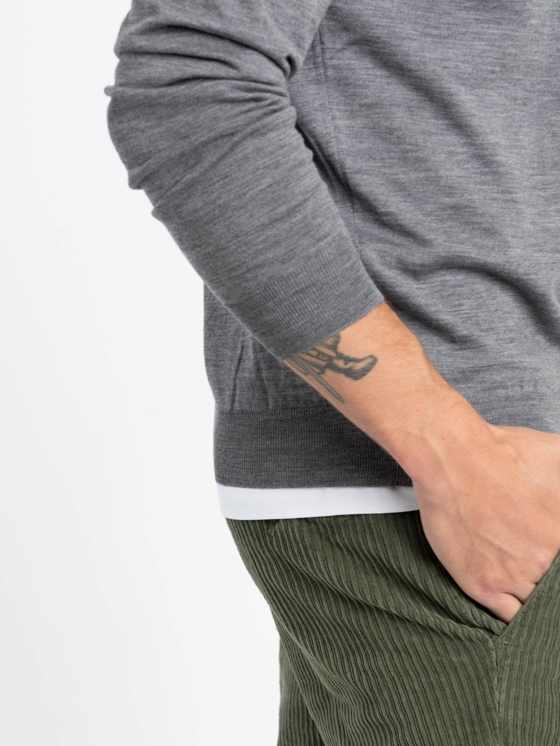 Grey Lightweight Wool Quarterzip Sweater