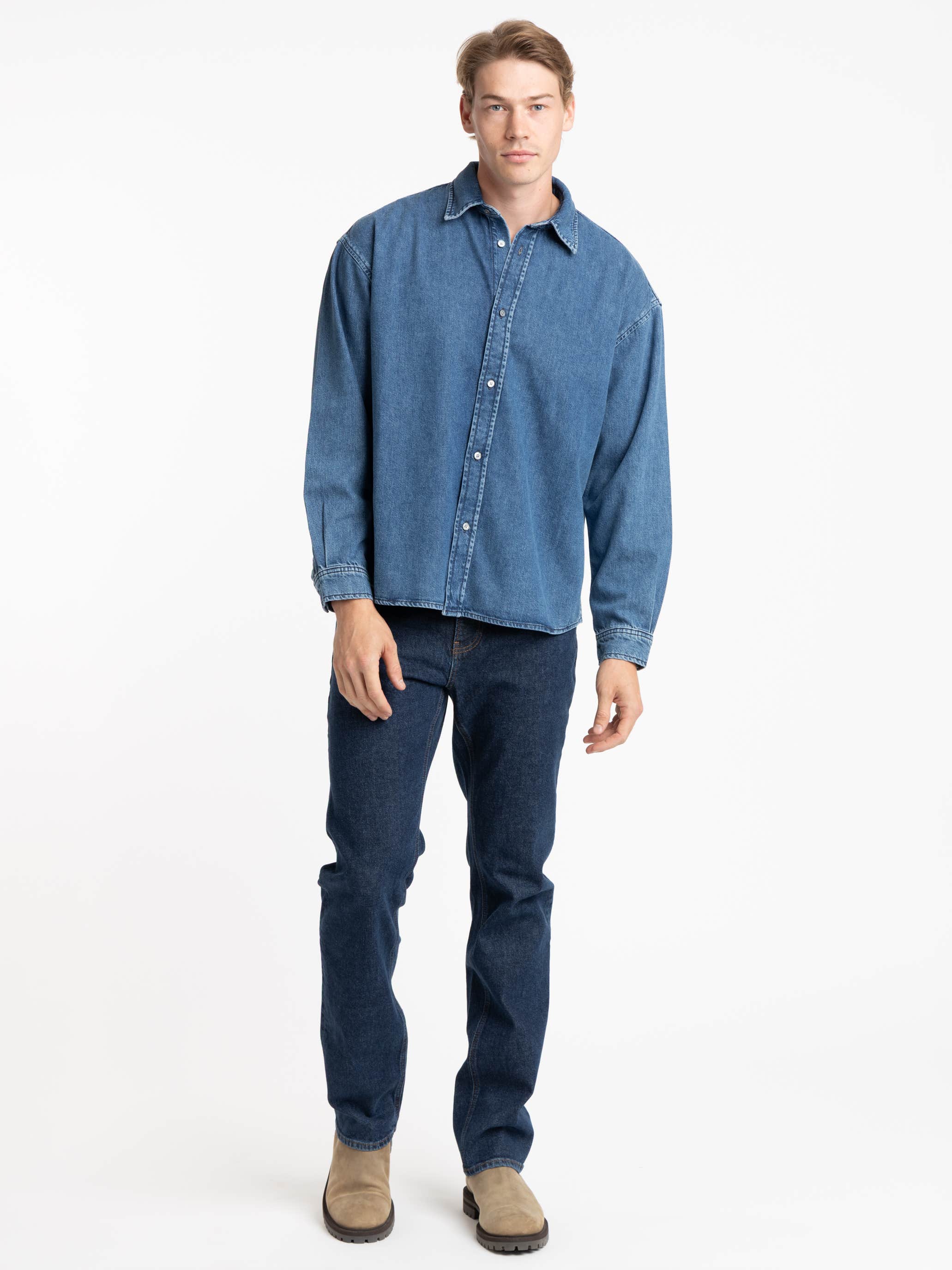 Button Down Relaxed Denim Shirt