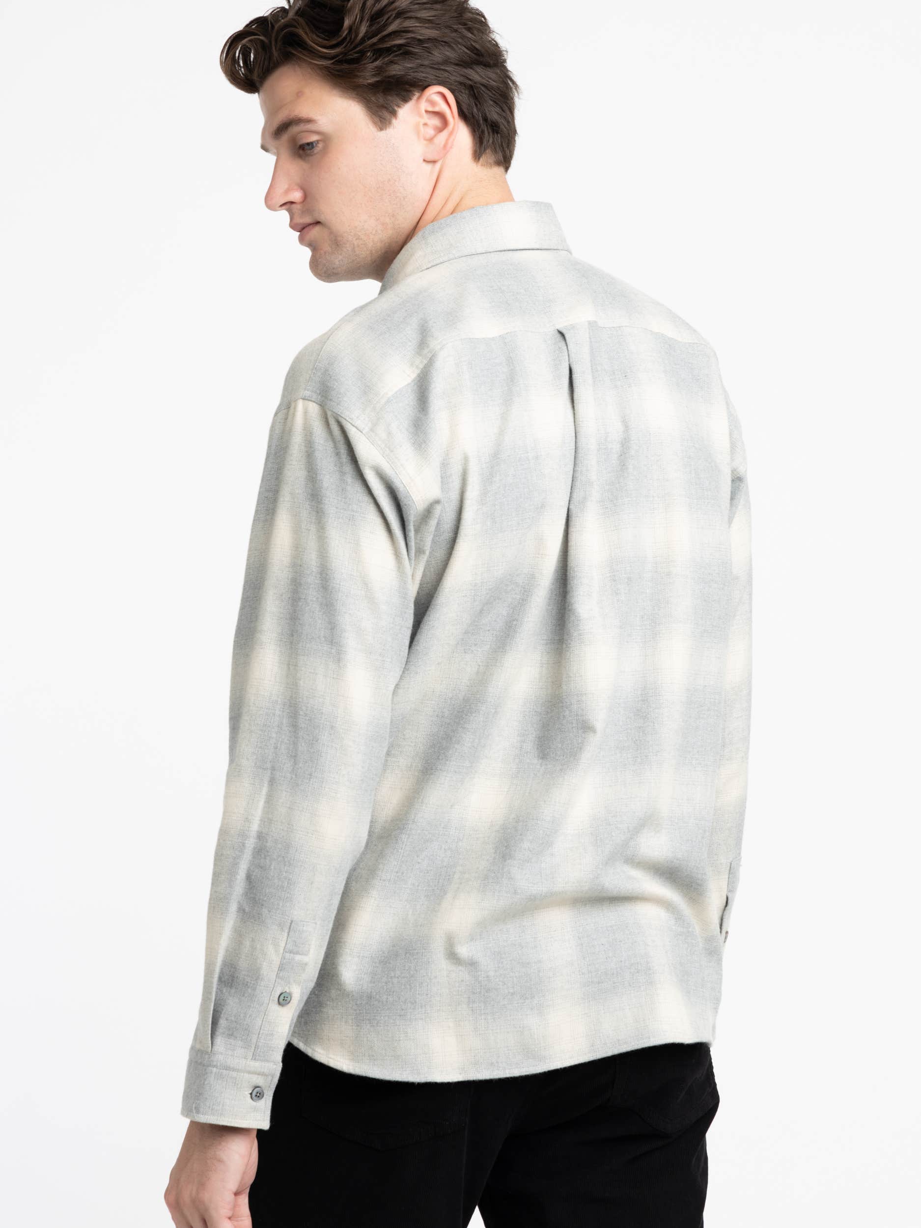 Grey/Oatmeal Plaid Flannel Shirt