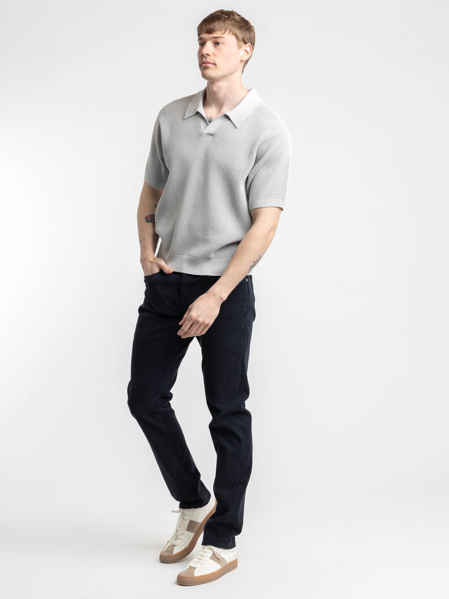 Grey Short Sleeve Polo Sweater